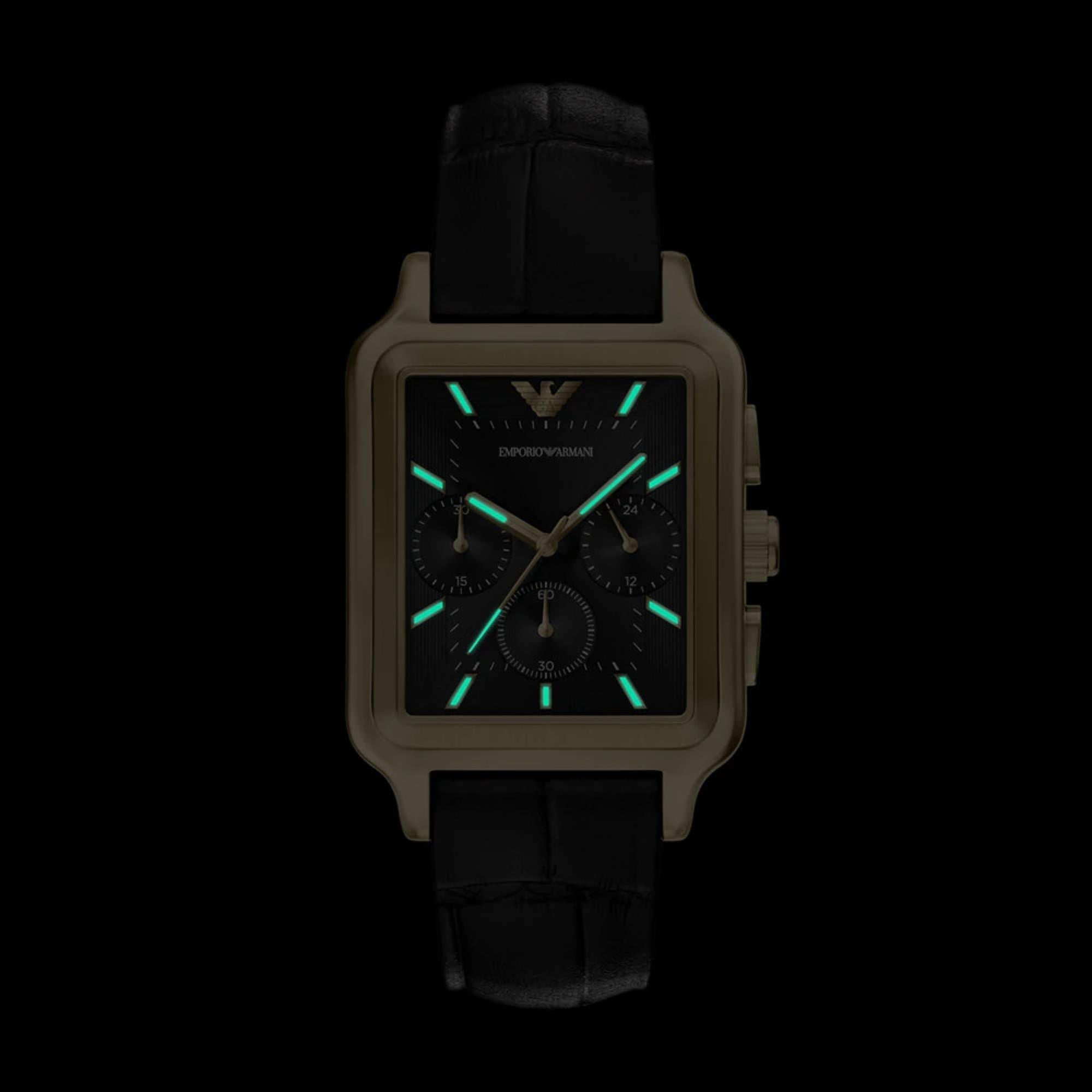 Emporio Armani Diego 38mm Chronograph schwarze Zifferblatt Leder Herren Quarz Uhr AR11753
