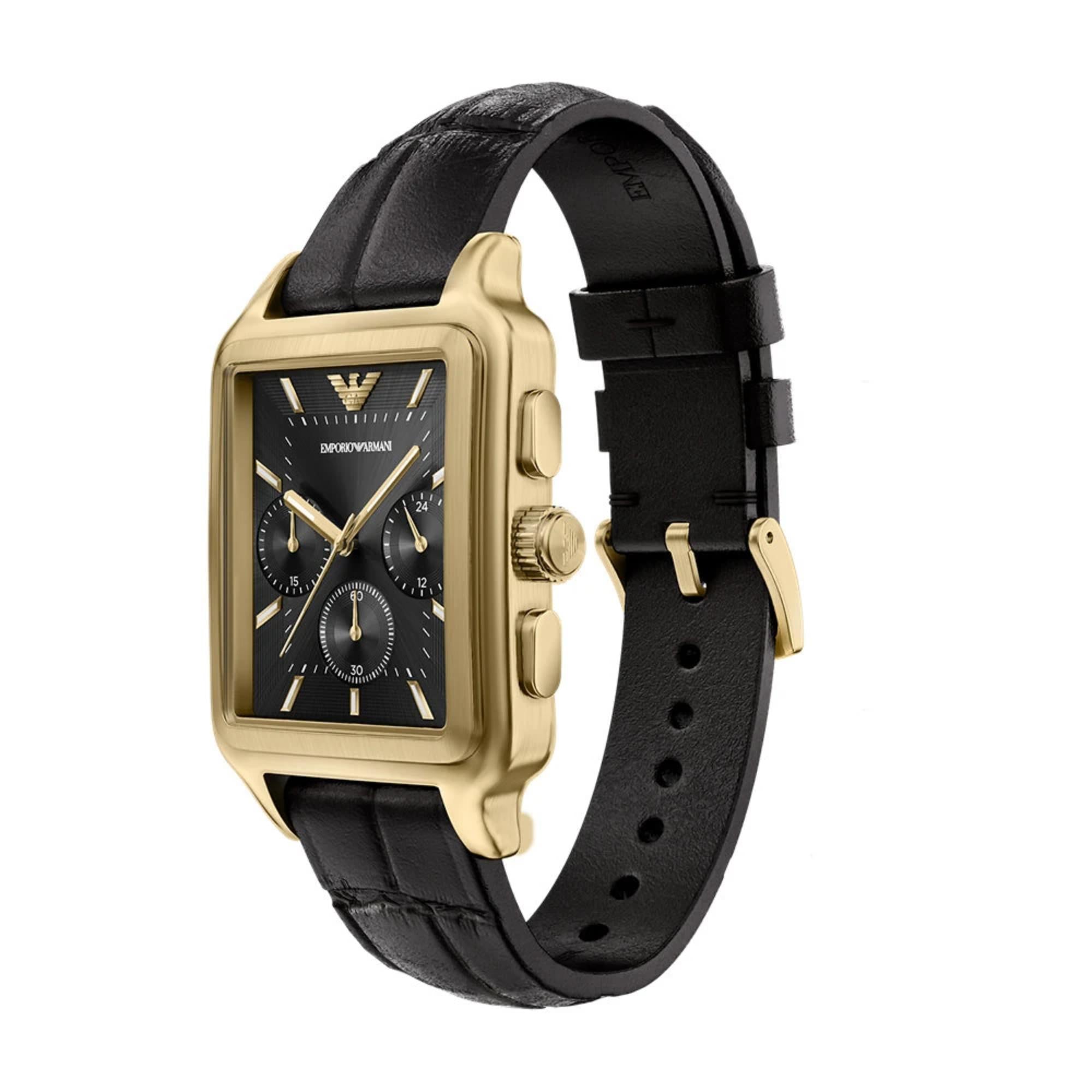 Emporio Armani Diego 38mm Chronograph schwarze Zifferblatt Leder Herren Quarz Uhr AR11753