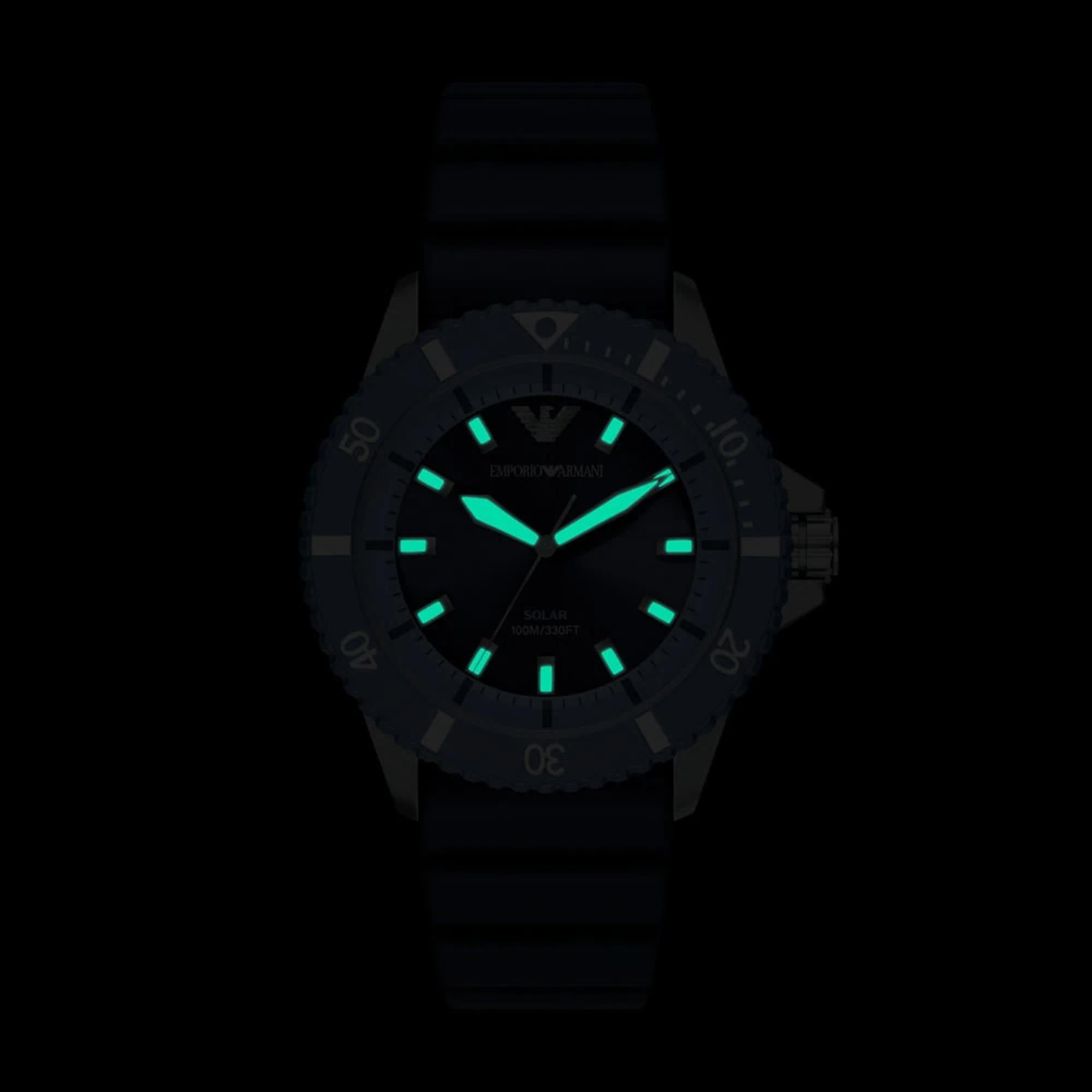 Emporio Armani World Explorer 42mm Blue Dial Silicone Mens Quartz Watch AR11785