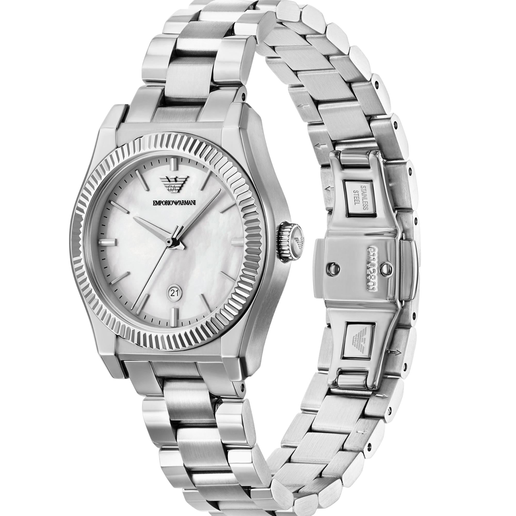 Emporio Armani Federica 32mm White Dial Steel Ladies Quartz Watch AR11723