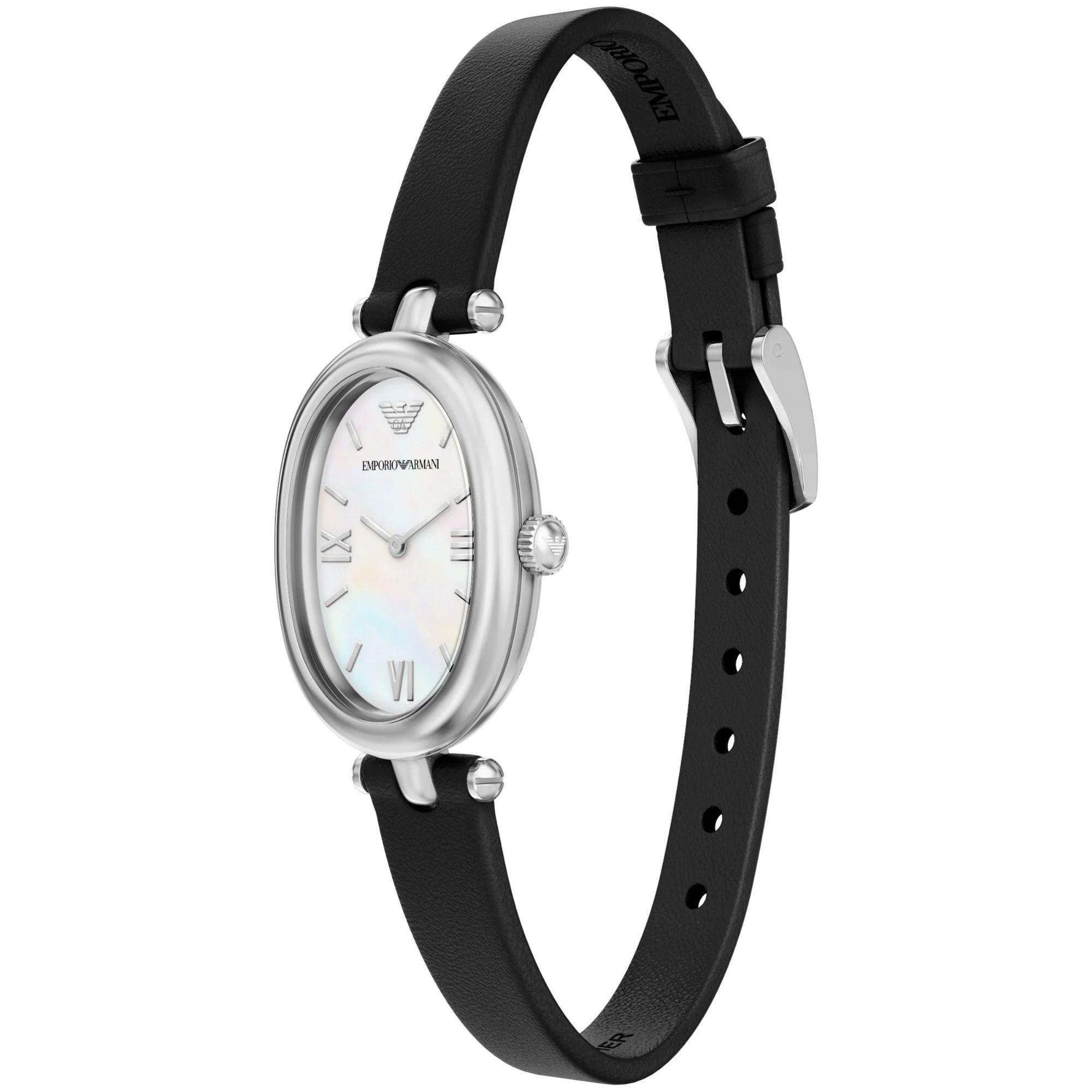 Emporio Armani Sinfonia 22mm White Mother Of Pearl Dial Leather Ladies Quartz Watch AR11778