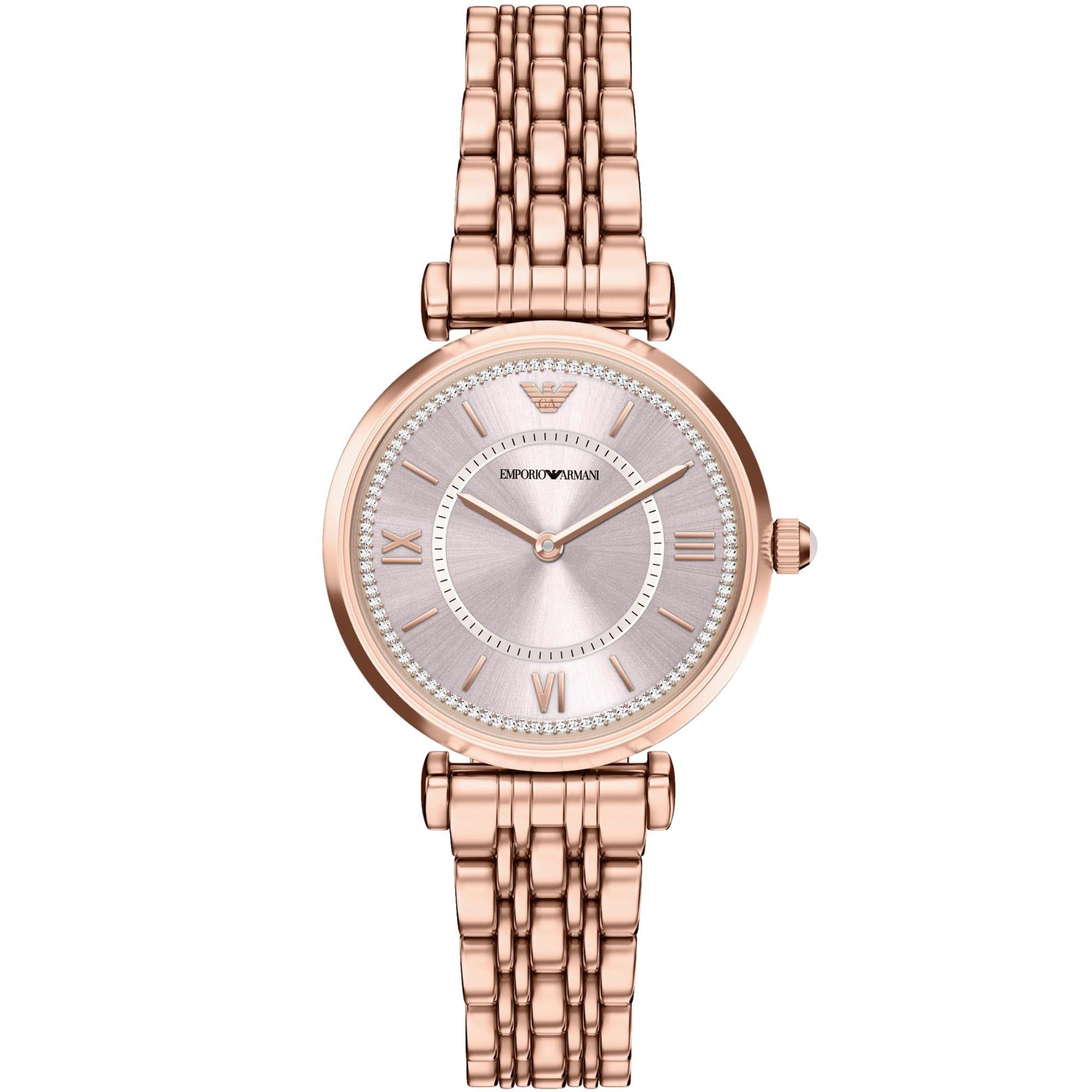 Emporio Armani Gianni 32mm Light Pink Dial Steel Ladies Quartz Watch AR11767