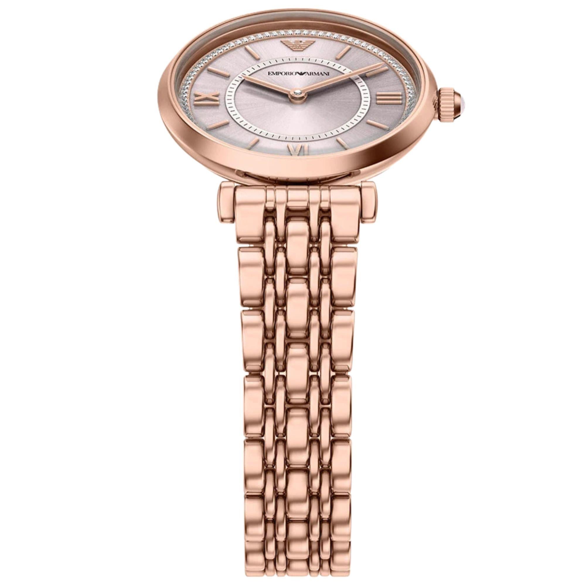Emporio Armani Gianni 32mm Light Pink Dial Steel Ladies Quartz Watch AR11767