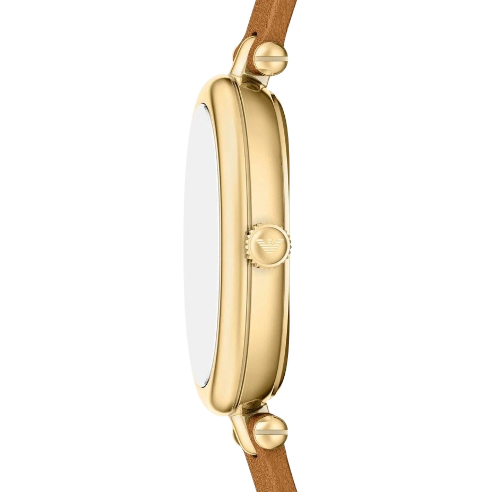 Emporio Armani Sinfonia 28mm White Mother of Pearl Dial Leather Ladies Quartz Watch AR11780