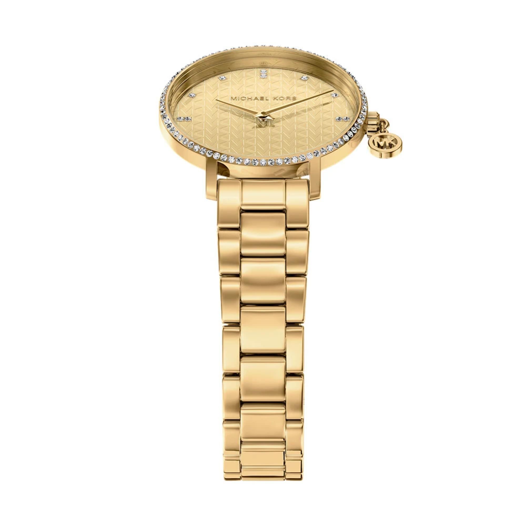 Michael Kors Pyper 32mm Gold Dial Steel Ladies Quartz Watch MK7572