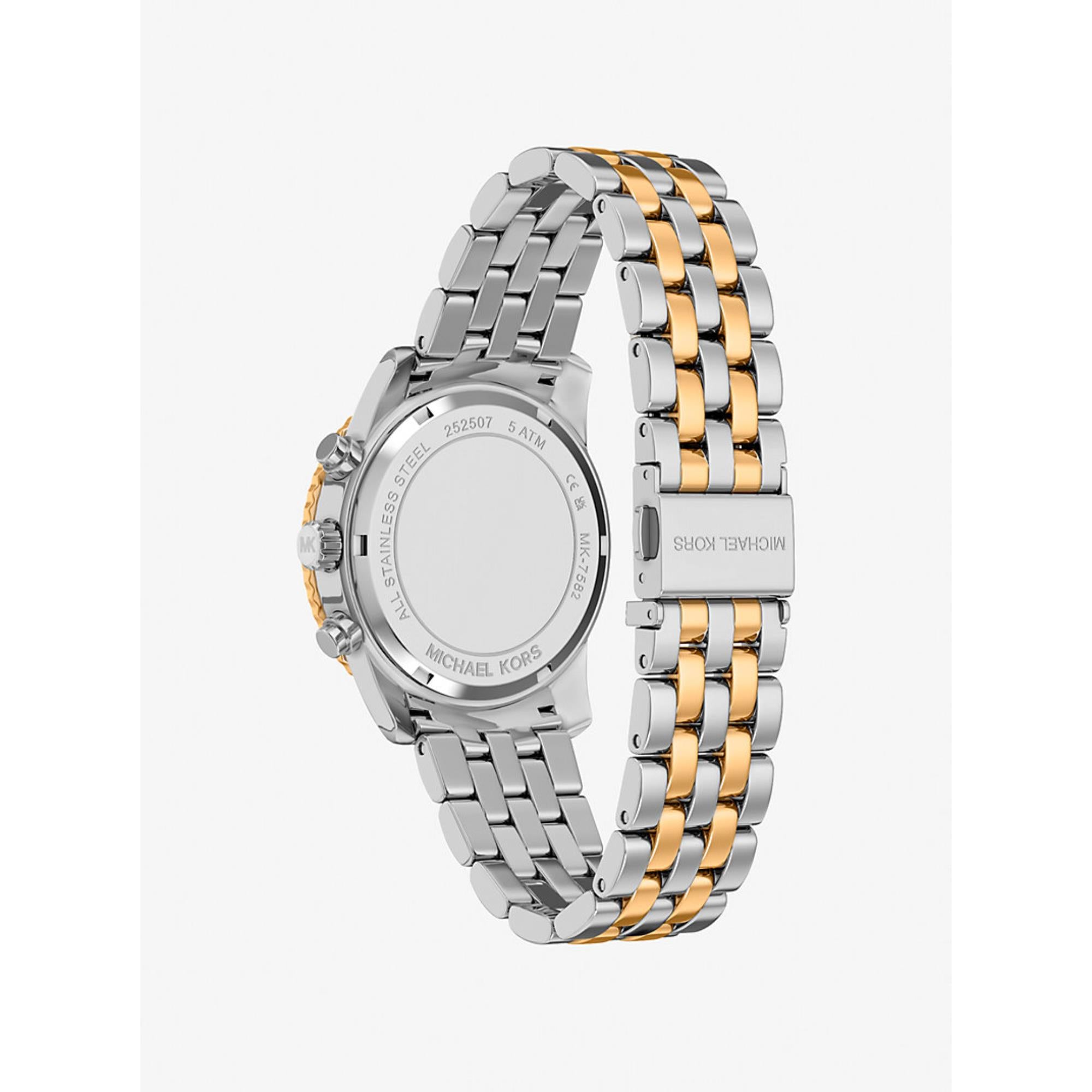 Michael Kors Bryant Pave Chronograph Blaues Zifferblatt Stahlarmband Damenuhr MK7582