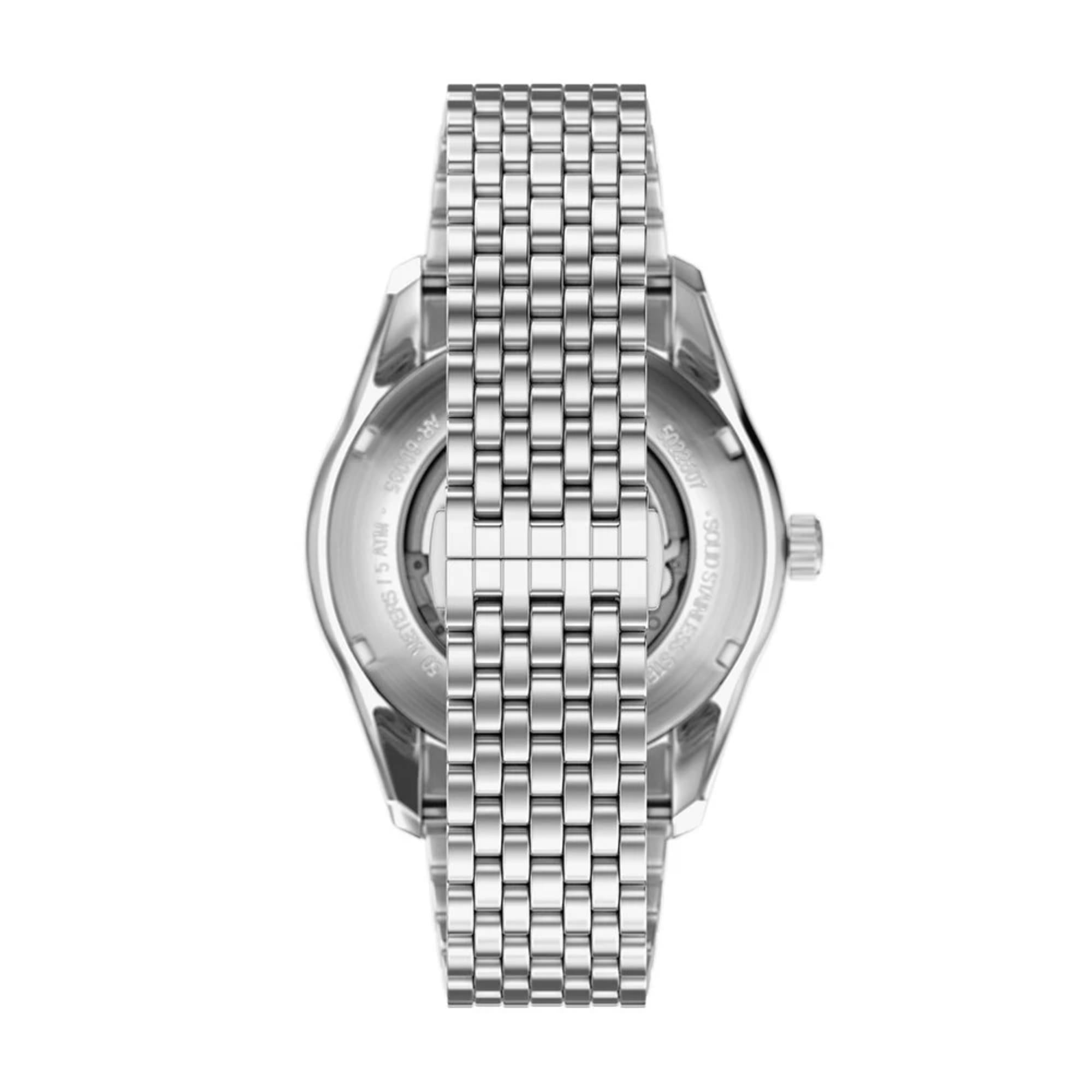 Emporio Armani Antonio 43mm Skeleton Silver Dial Steel Mens Automatic Watch AR60095