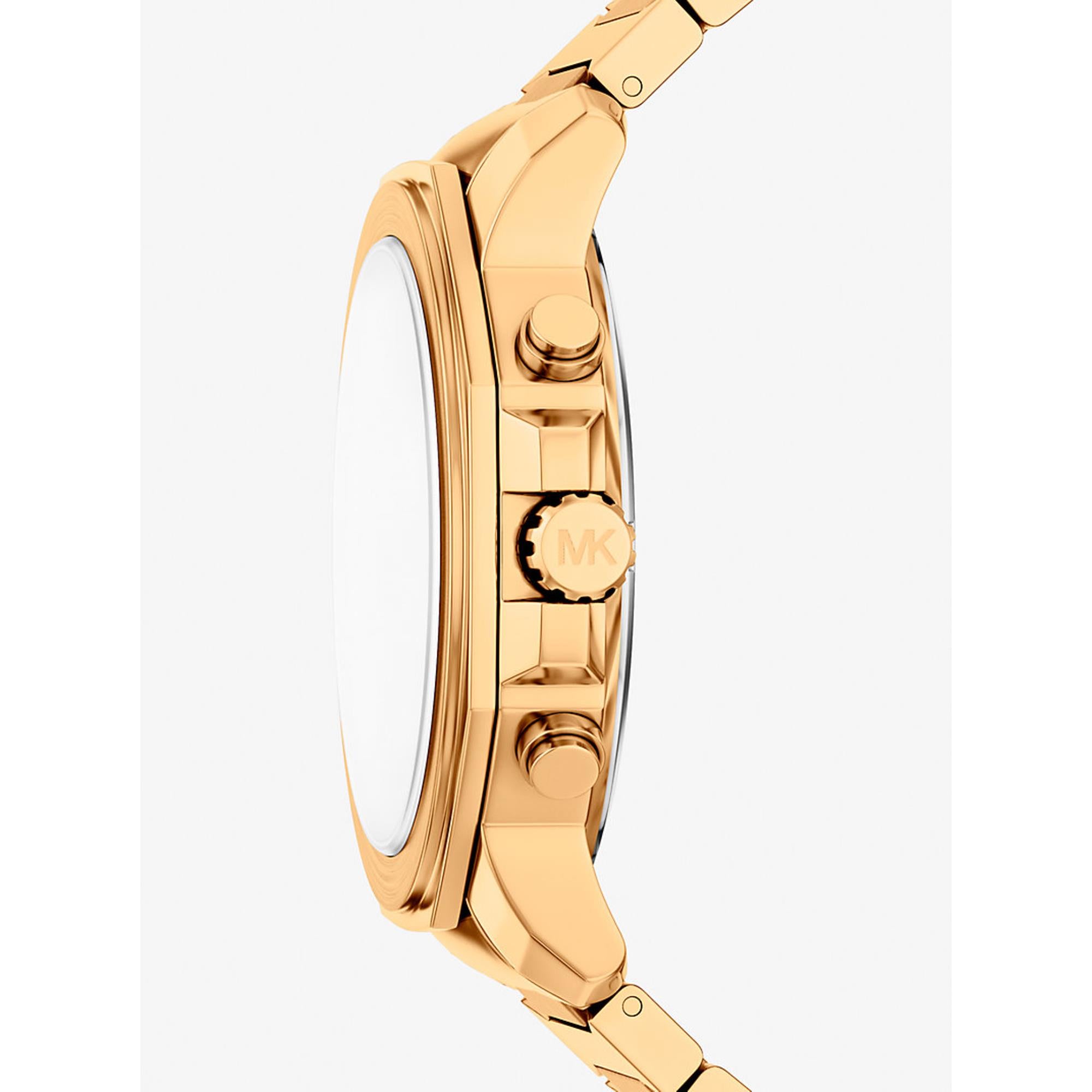 Michael Kors Prescott 44mm Chronograph Gold Dial Steel Mens Quartz Watch MK9249