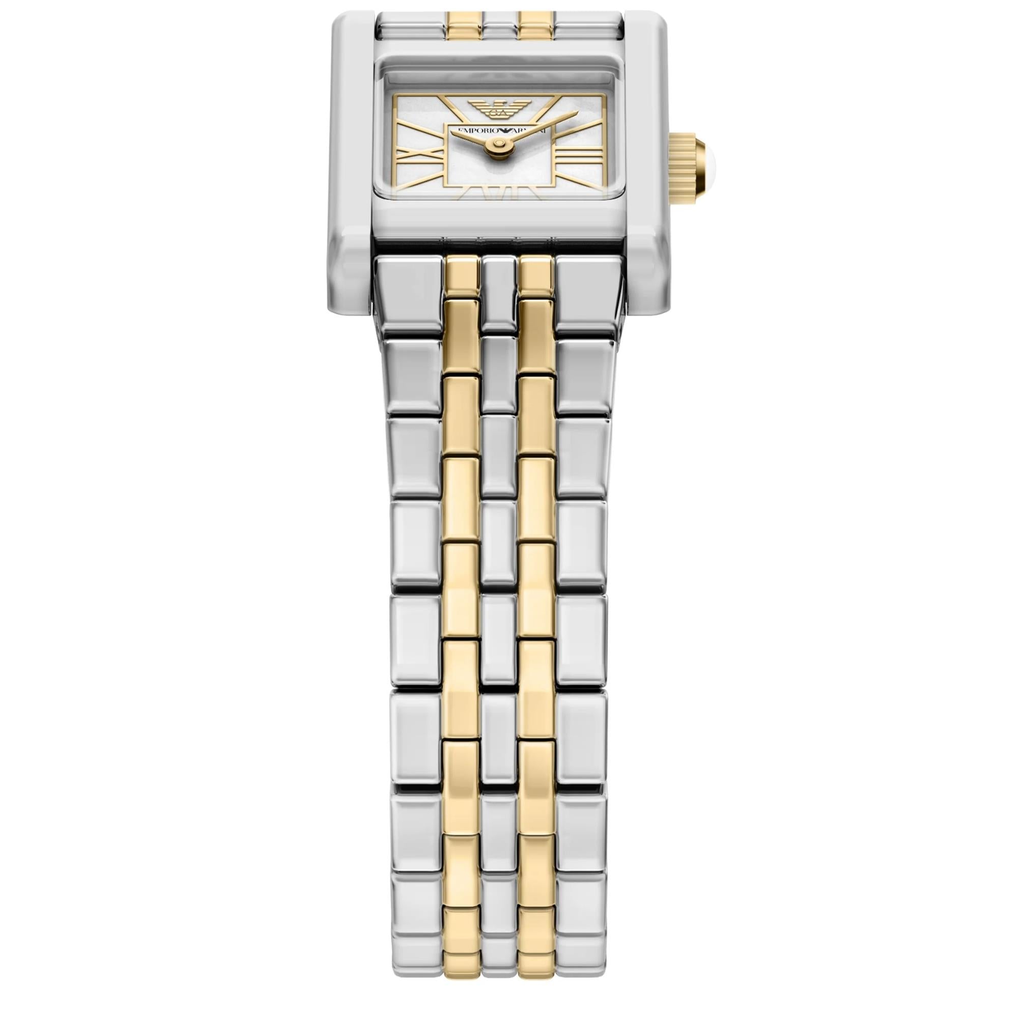 Emporio Armani Genni 19mm Weißes Perlmutt Zifferblatt Stahl Damen Quarz Uhr AR11763