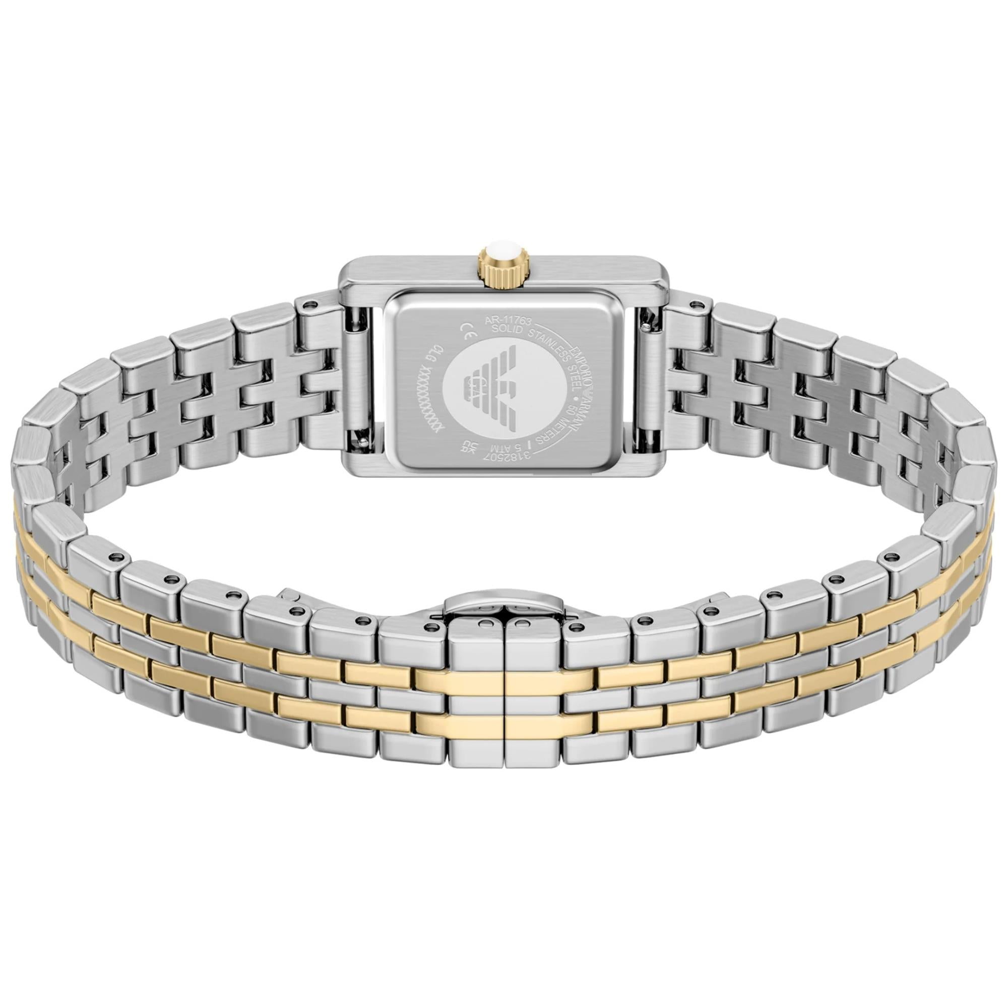 Emporio Armani Genni 19mm Weißes Perlmutt Zifferblatt Stahl Damen Quarz Uhr AR11763