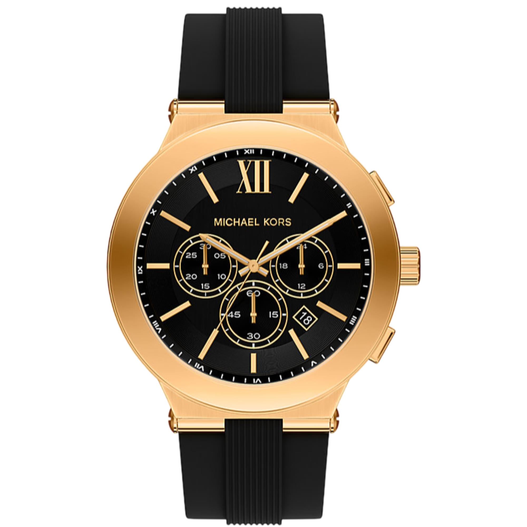 Michael Kors Billie 44mm Chronograph Black Dial Silicone Mens Quartz Watch MK9253