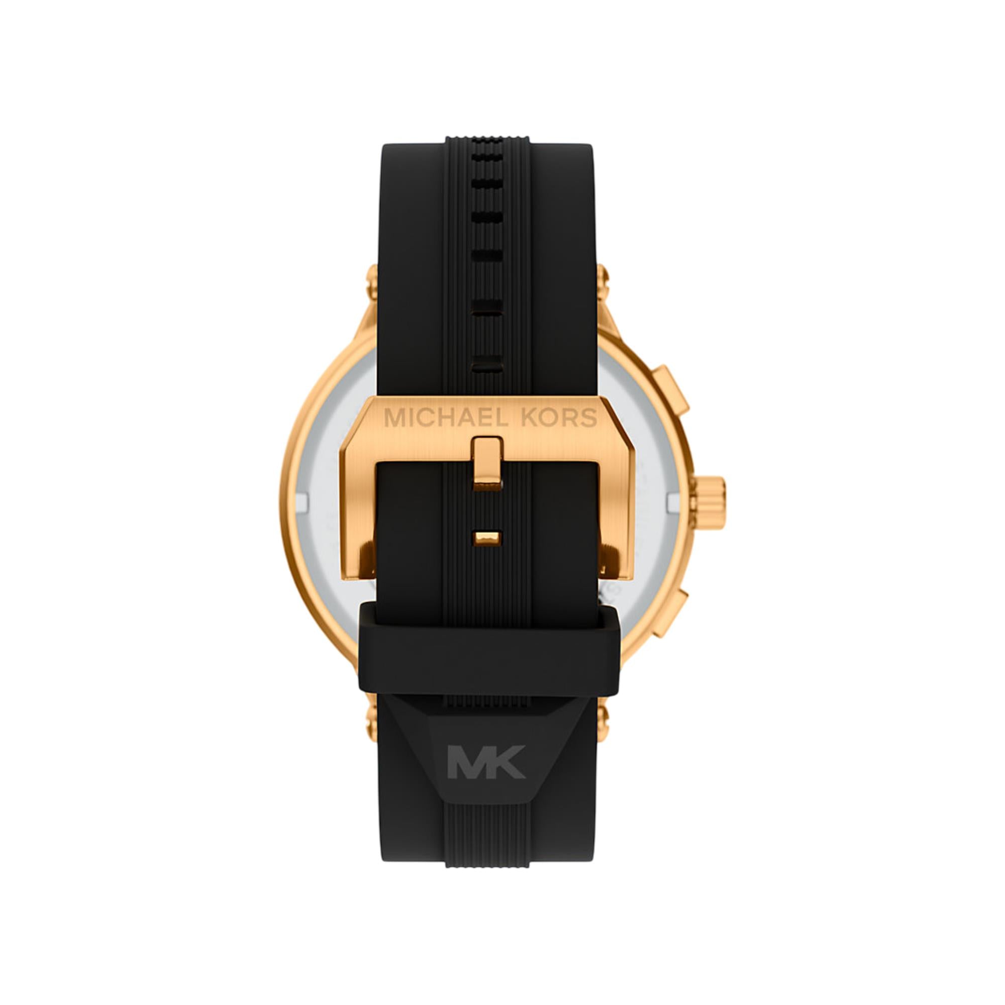 Michael Kors Billie 44mm Chronograph Schwarz Zifferblatt Silikon Herren Quarz Uhr MK9253
