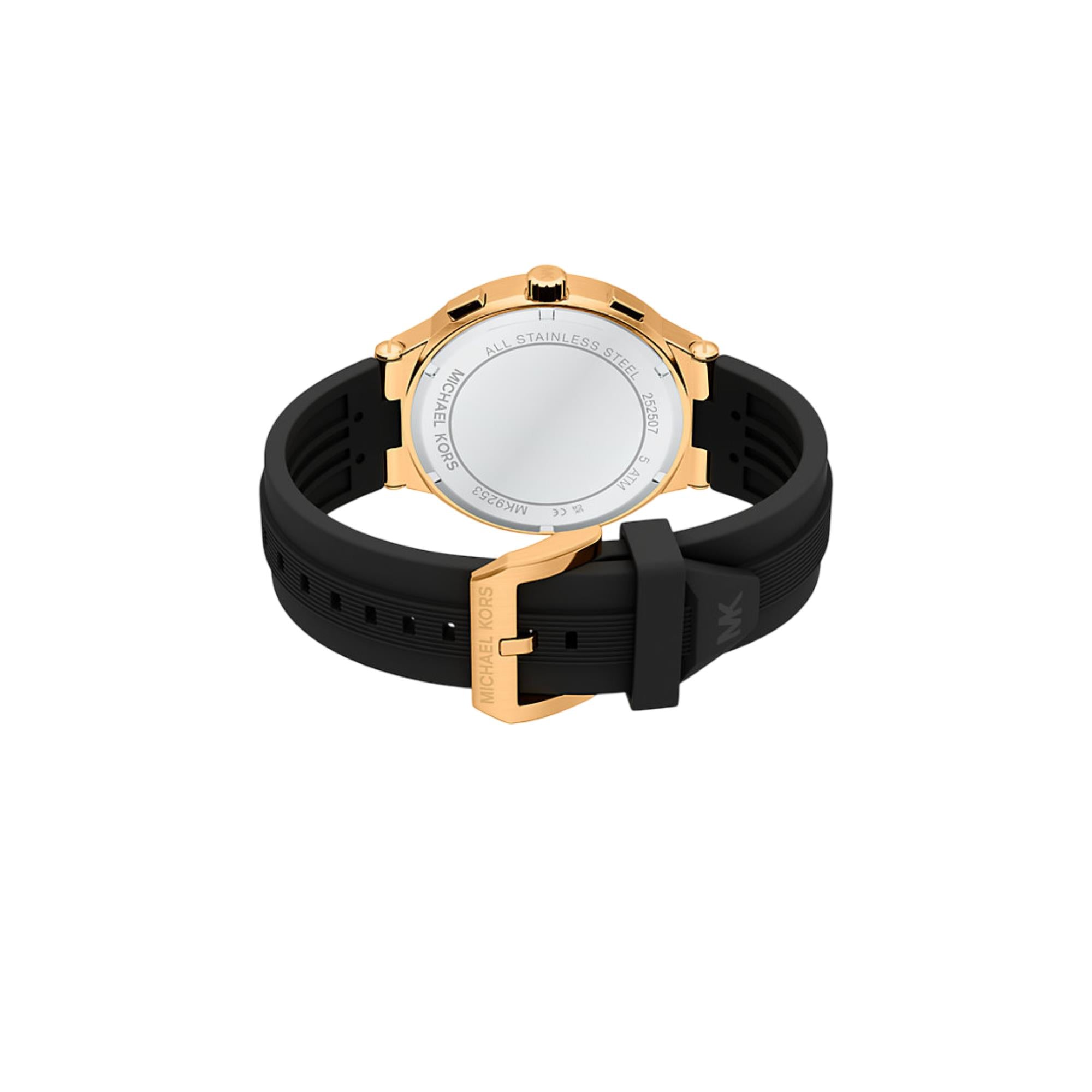 Michael Kors Billie 44mm Chronograph Schwarz Zifferblatt Silikon Herren Quarz Uhr MK9253