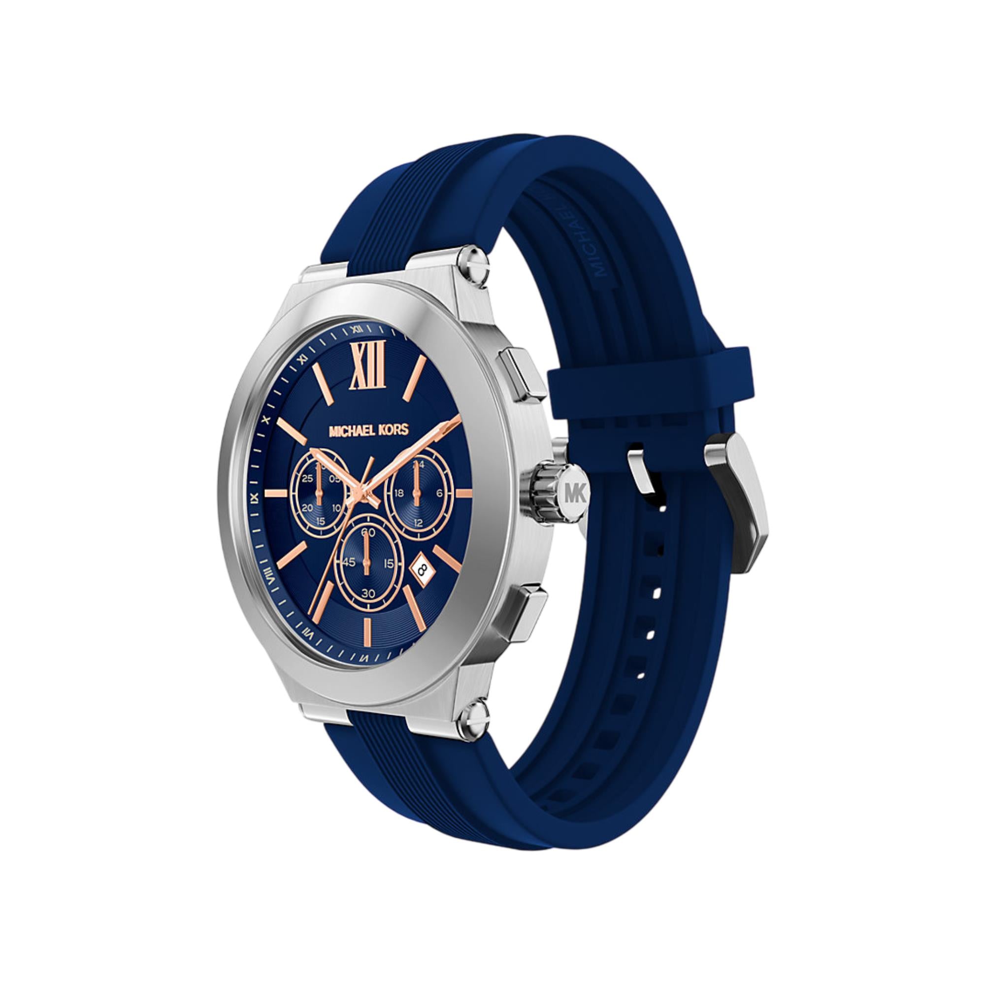 Michael Kors Billie 45mm Chronograph Blue Dial Silicone Mens Quartz Watch MK9254