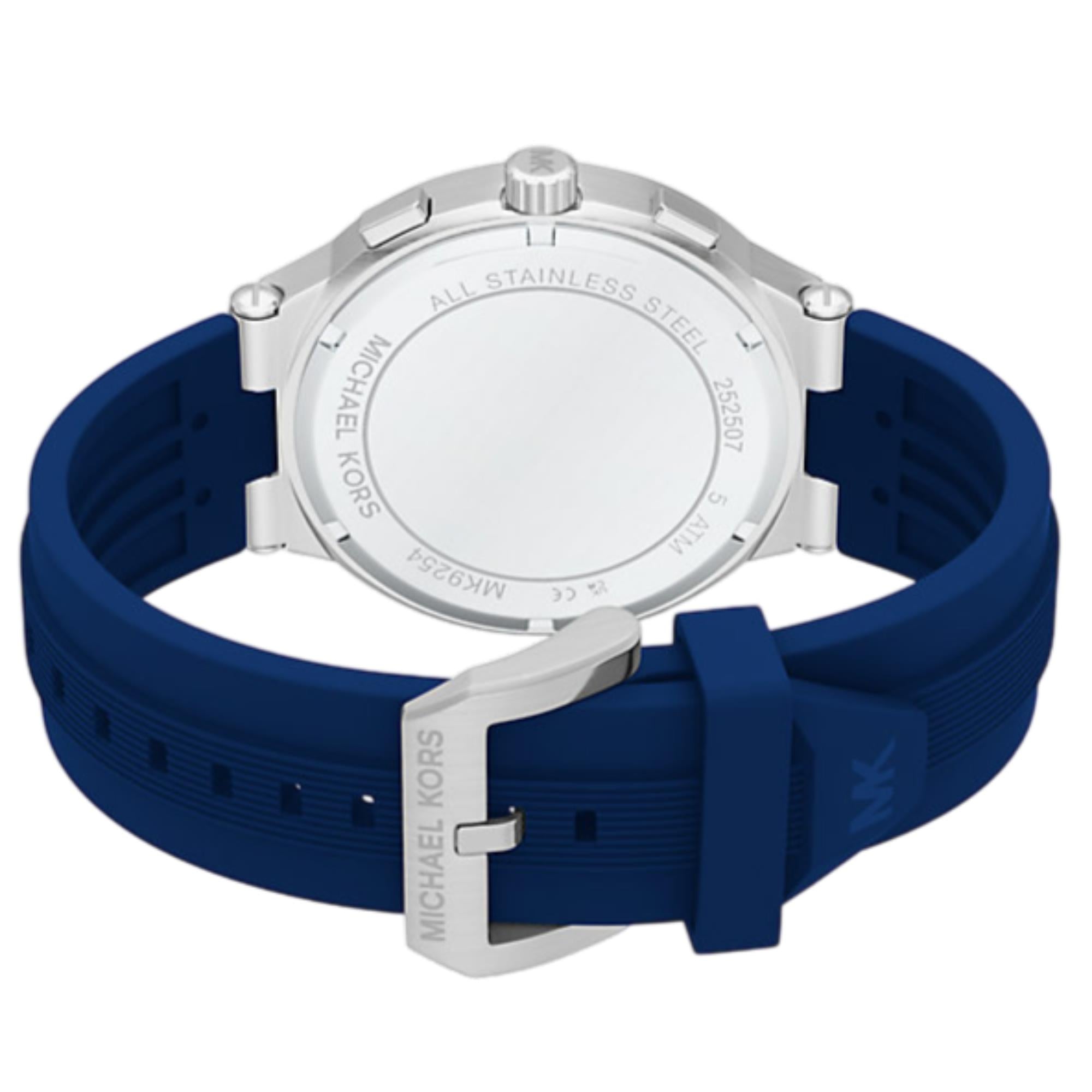Michael Kors Billie 45mm Chronograph Blue Dial Silicone Mens Quartz Watch MK9254