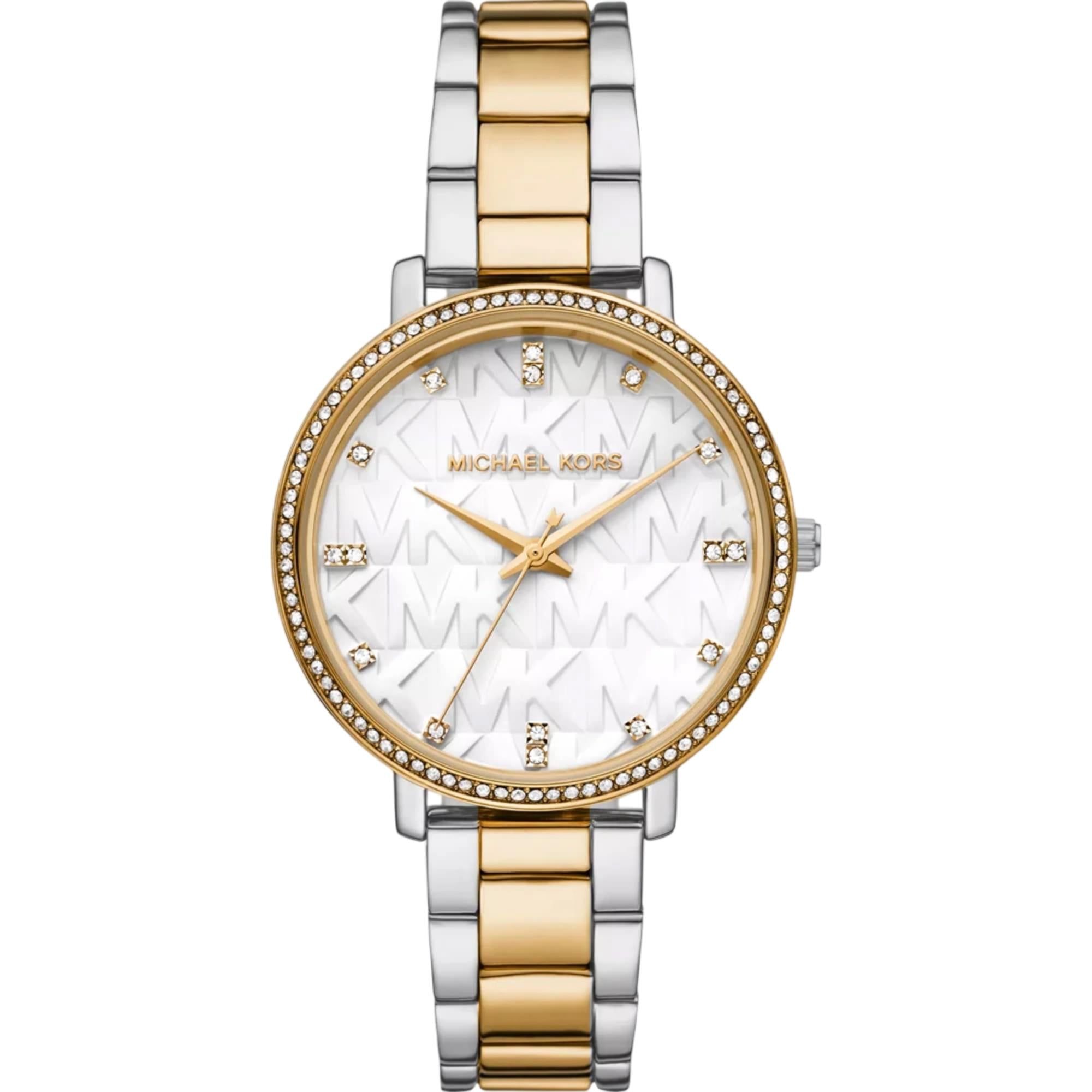 Michael Kors Pyper 38mm Weiß Zifferblatt Stahl Damen Quarz Uhr MK4918