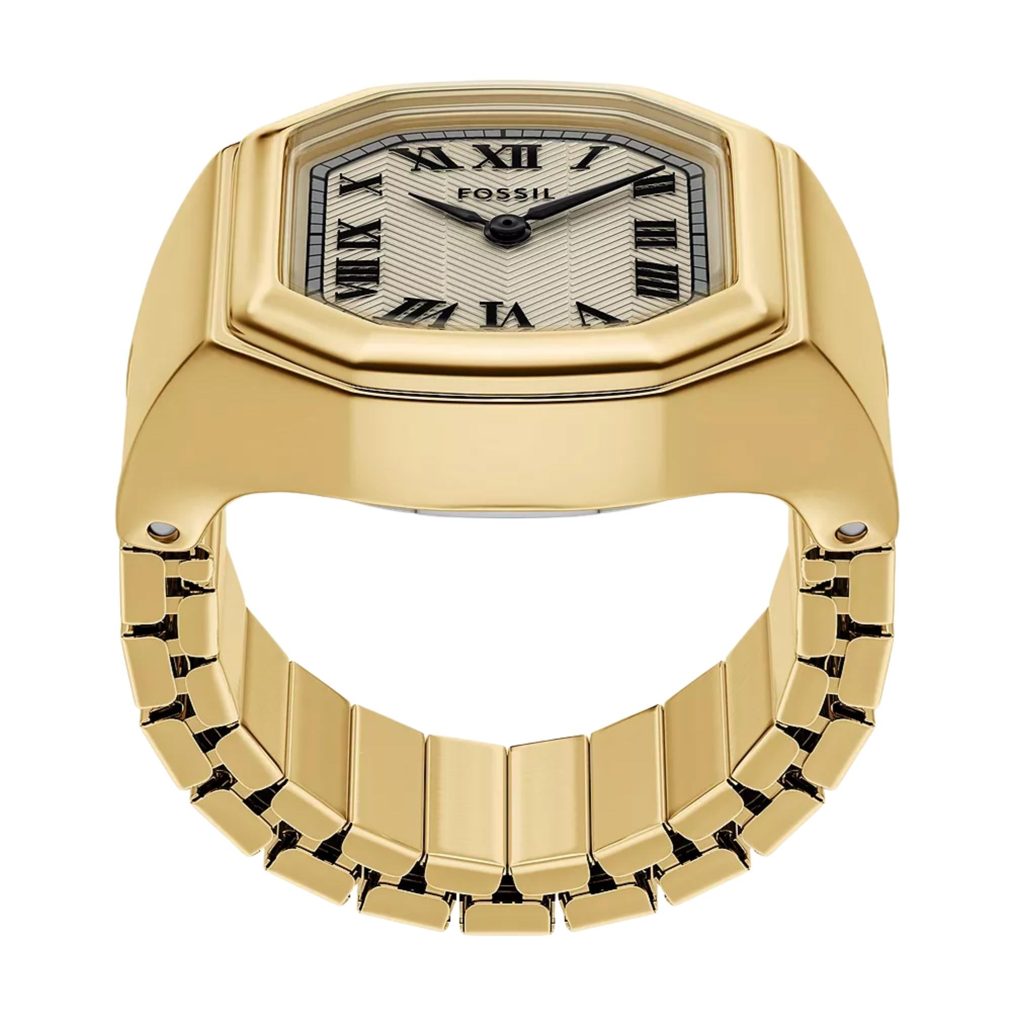 Fossil Harlow 16mm Cream Dial Steel Ladies Quartz Ring Watch ES5446