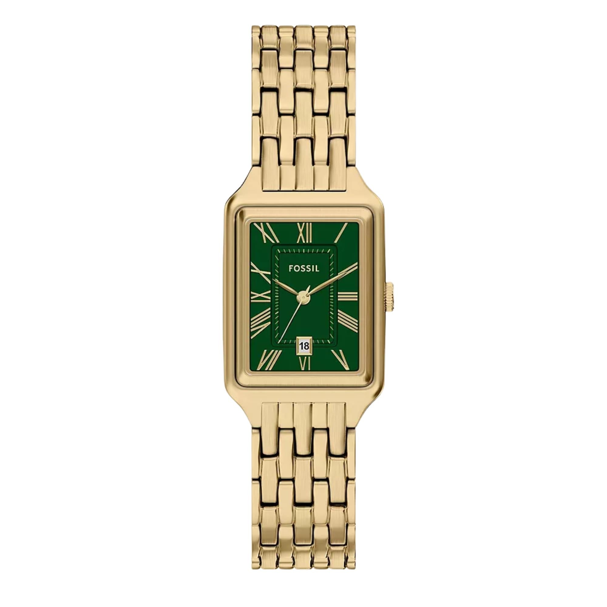 Fossil Raquel 23mm Green Dial Steel Ladies Quartz Watch ES5452