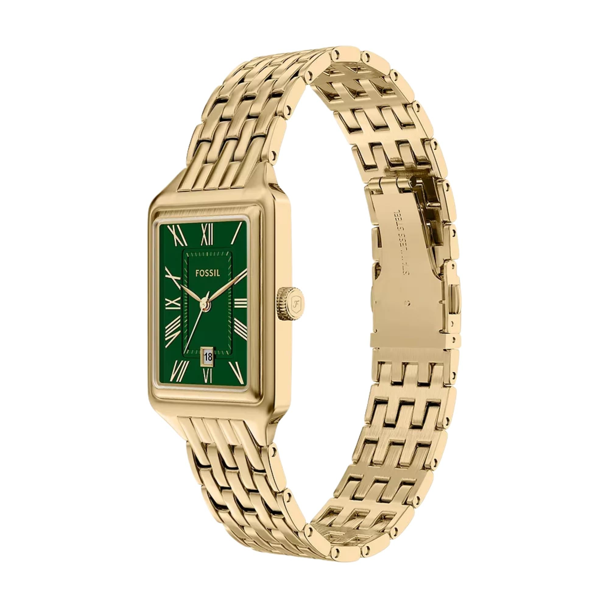 Fossil Raquel 23mm Green Dial Steel Ladies Quartz Watch ES5452