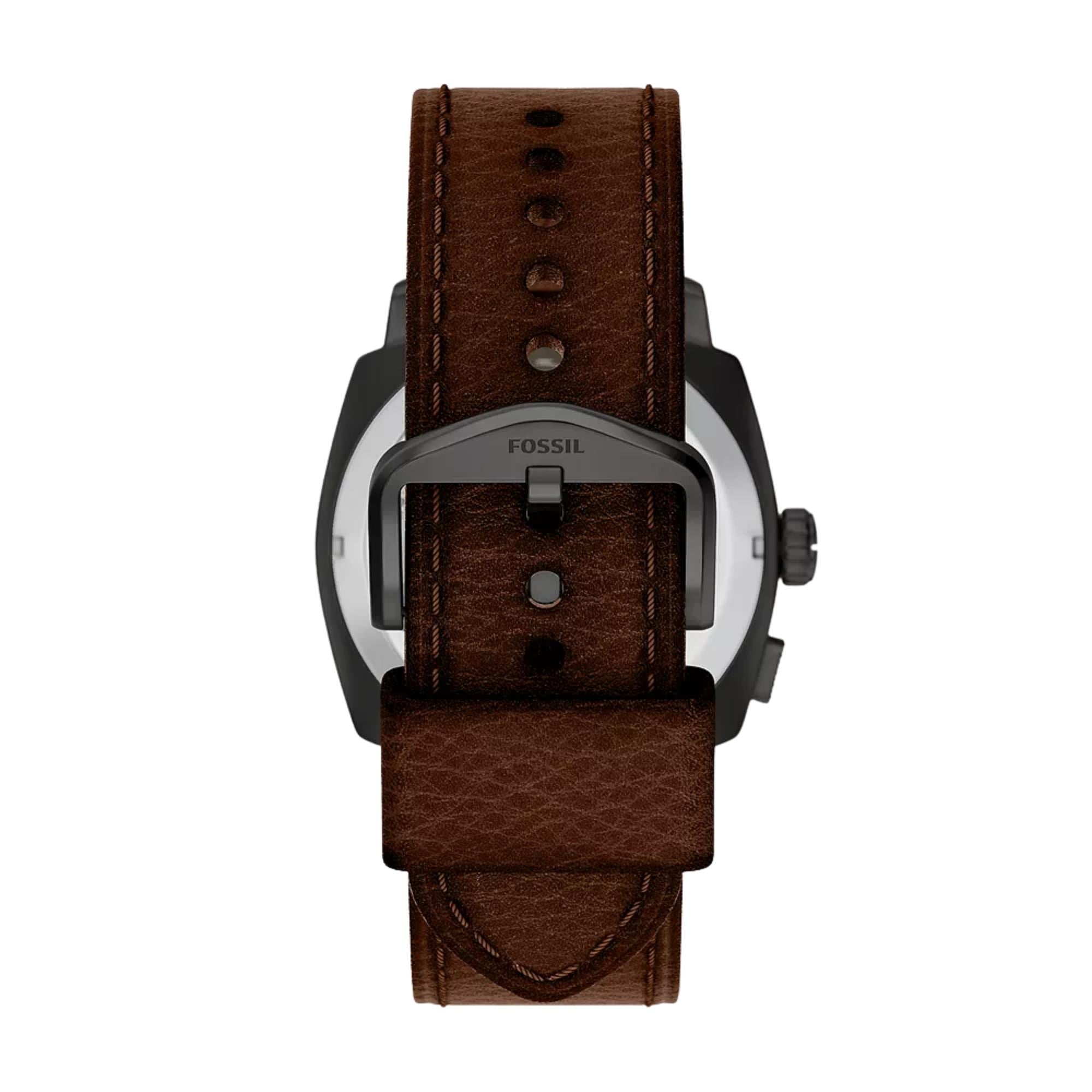 Fossil Machine 41mm Black Dial Leather Mens Digi-Analogue Watch FS6165