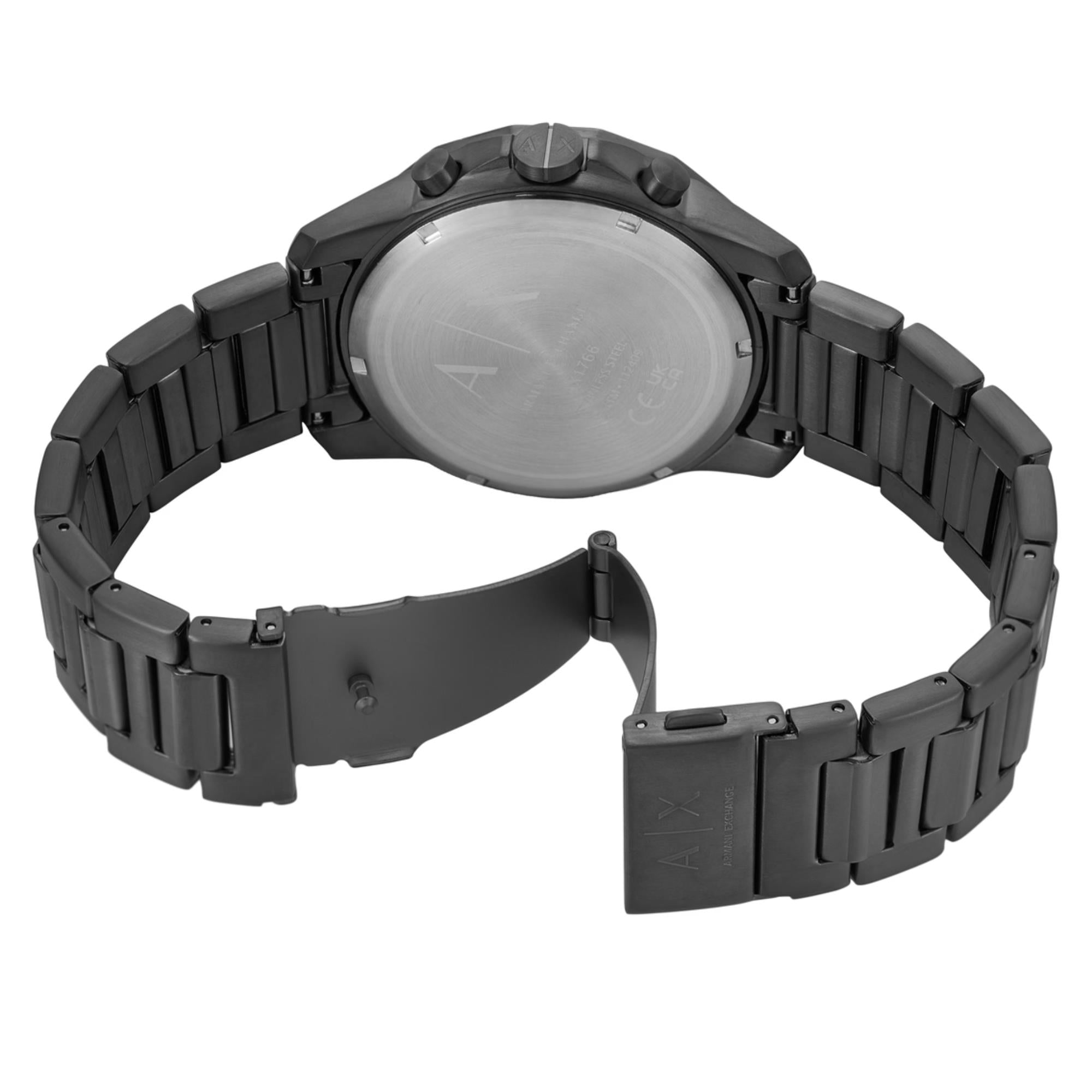Armani Exchange Banks 44mm Chronograph Black Dial Steel Mens Quartz Watch AX7163SET