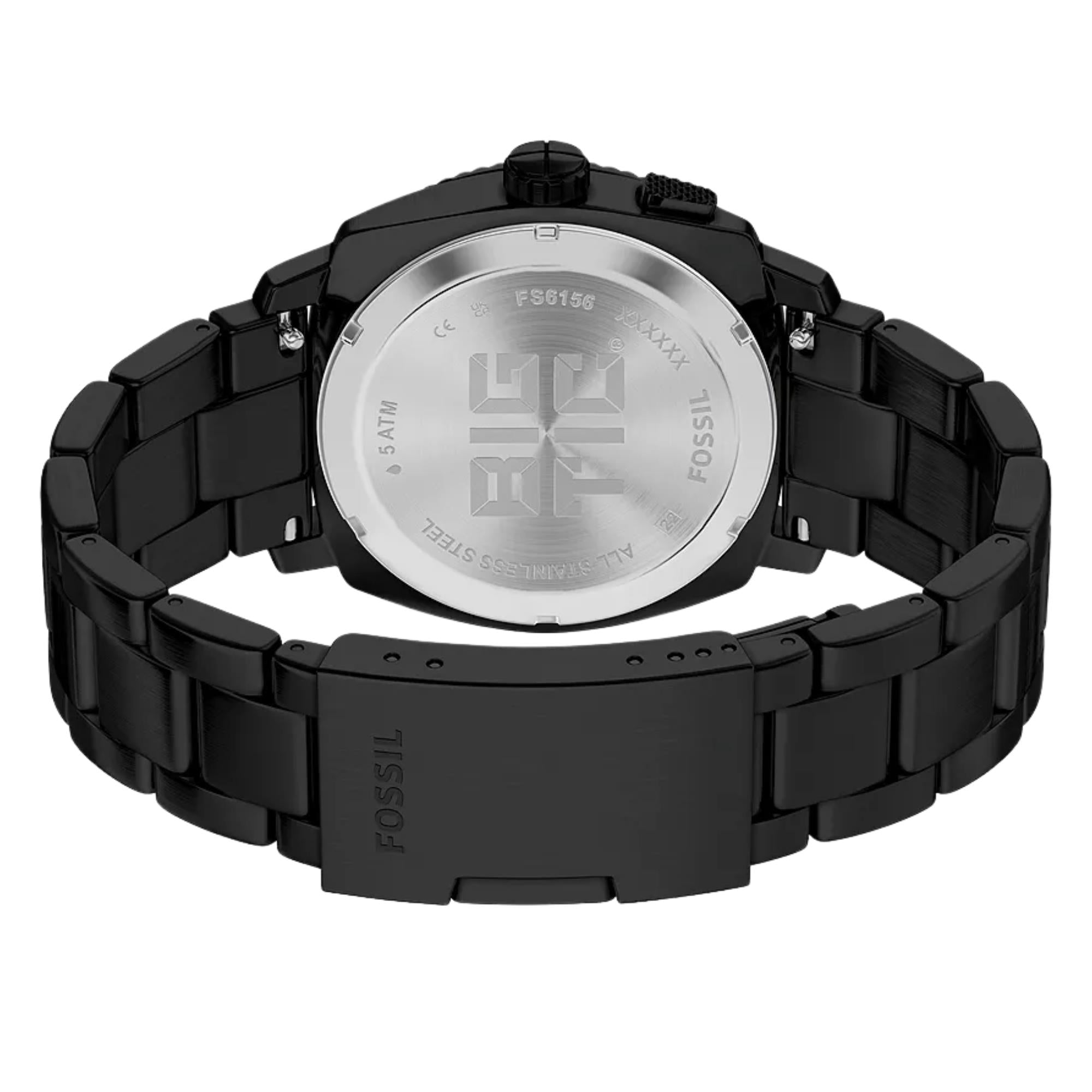 Fossil Machine 41mm Black Dial Steel Mens Digi-Analogue Watch FS6156