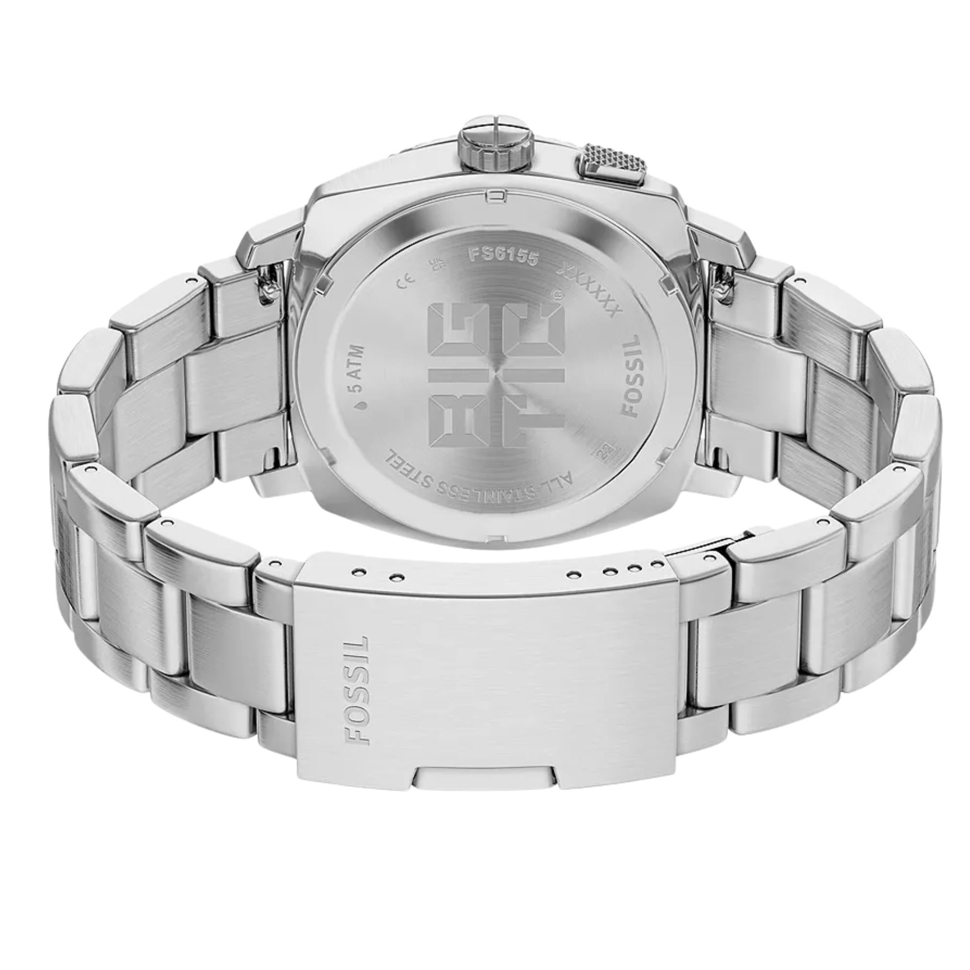 Fossil Machine 41mm Black Dial Steel Digi-Analogue Watch FS6155