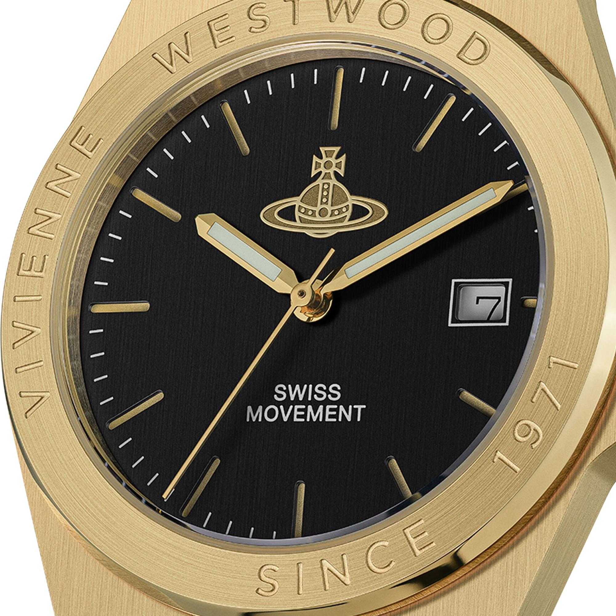 Vivienne Westwood Hanwell Quartz Black Dial Steel Strap Watch VV335BKGD