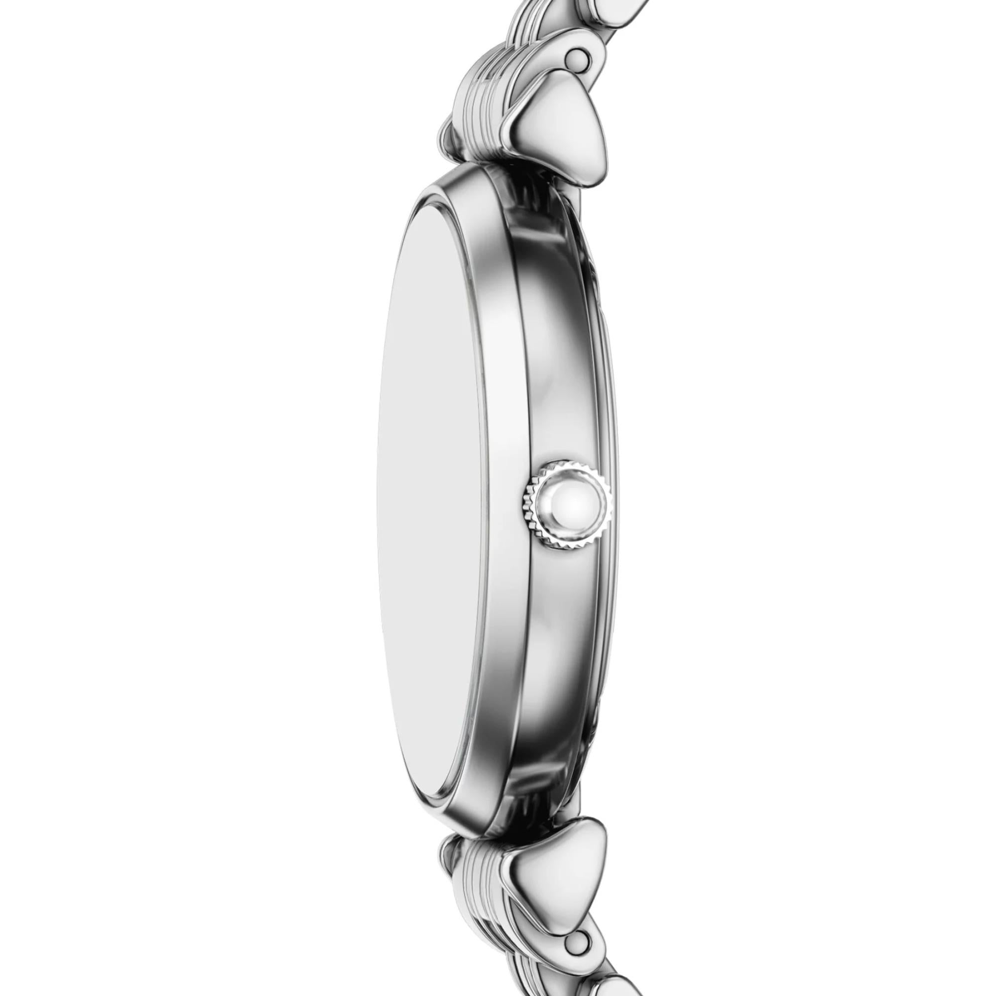 Emporio Armani Gianni T-Bar 28mm White Mother of Pearl Dial Steel Ladies Quartz Watch AR11768