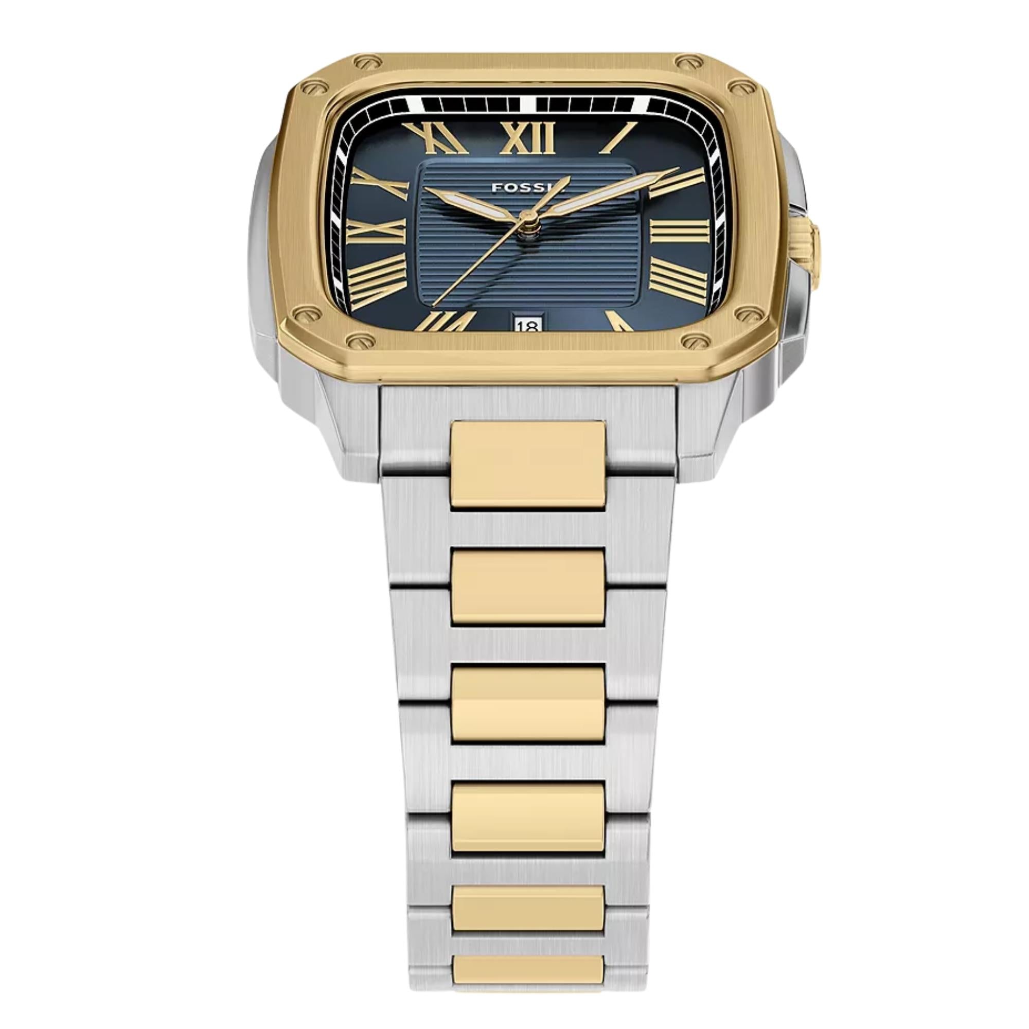 Fossil Crosby 42mm Blaues Zifferblatt Stahl Herren Quarz Uhr FS6161