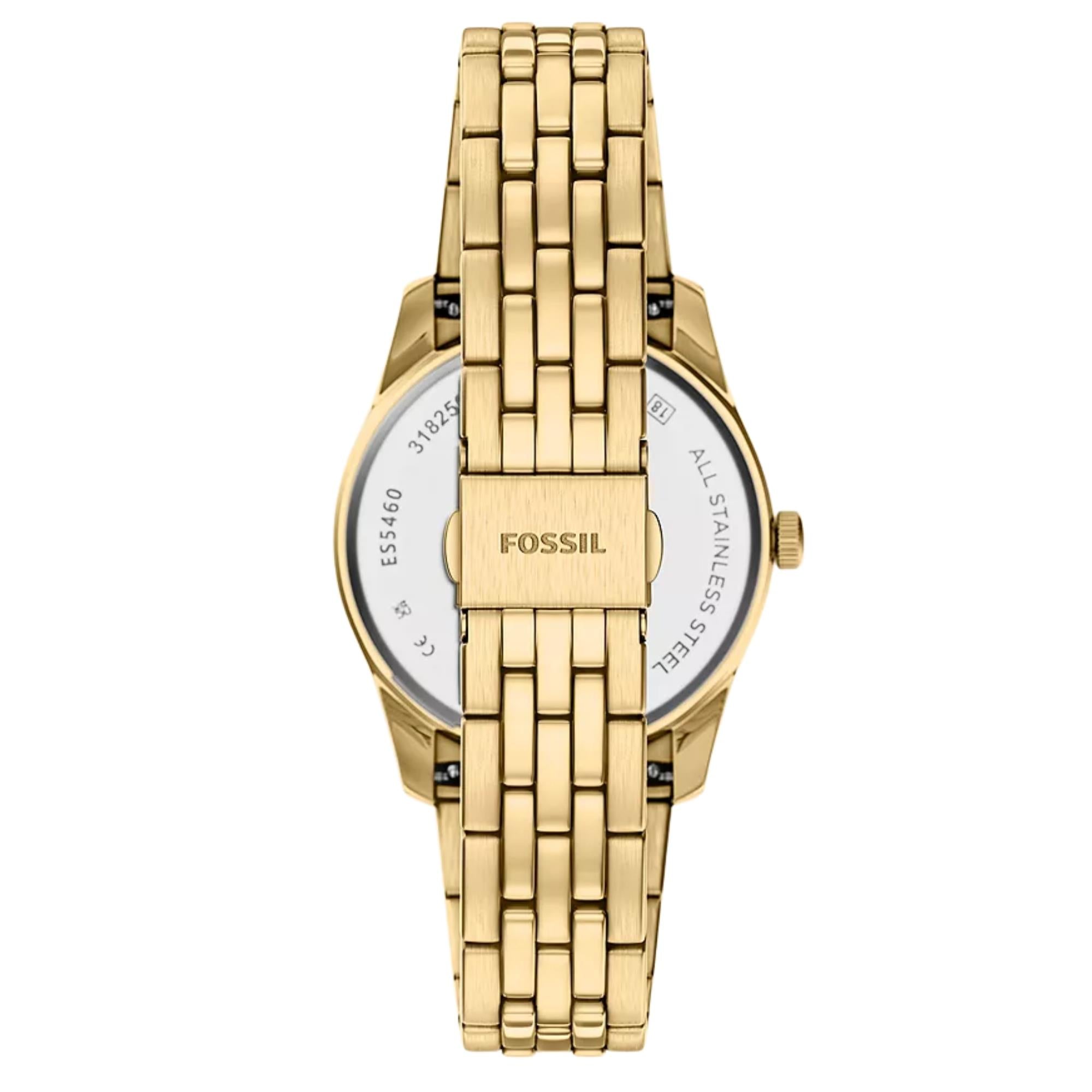 Fossil Scarlette 34mm Green Dial Steel Ladies Quartz Watch ES5460