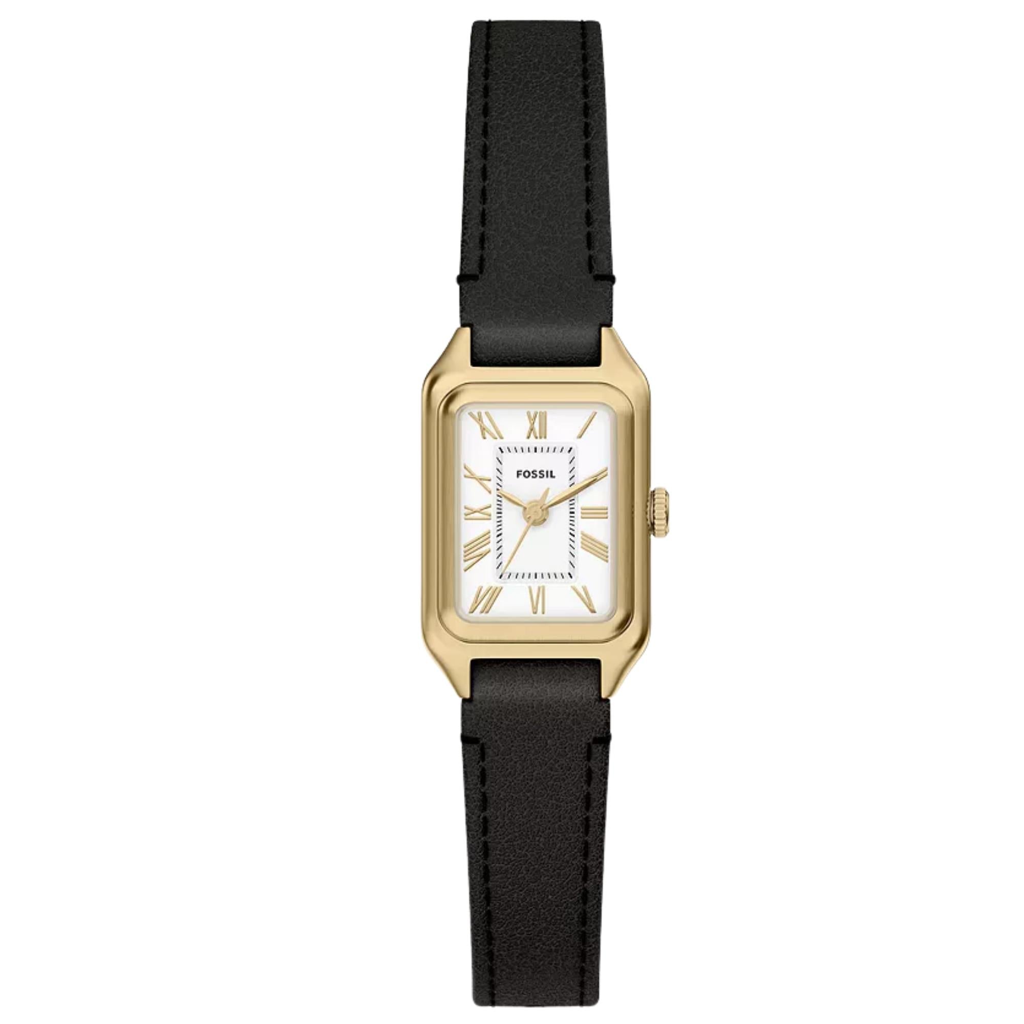 Fossil Raquel 18mm Weißes Zifferblatt Leder Damen Quarz Uhr ES5470