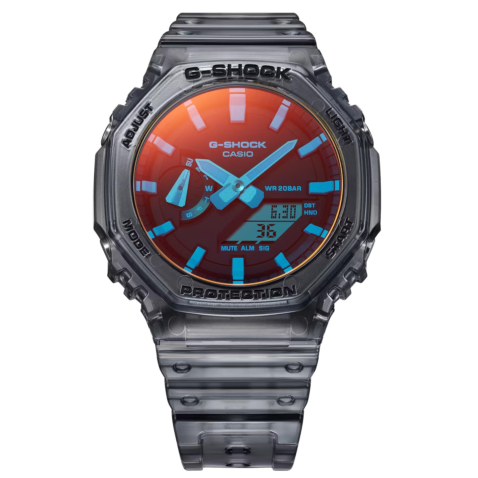 Casio G-Shock GA-2100 Serie Quarz Schwarzes Zifferblatt Kunststoffarmband Herren Uhr GA-2100TLS-8AER