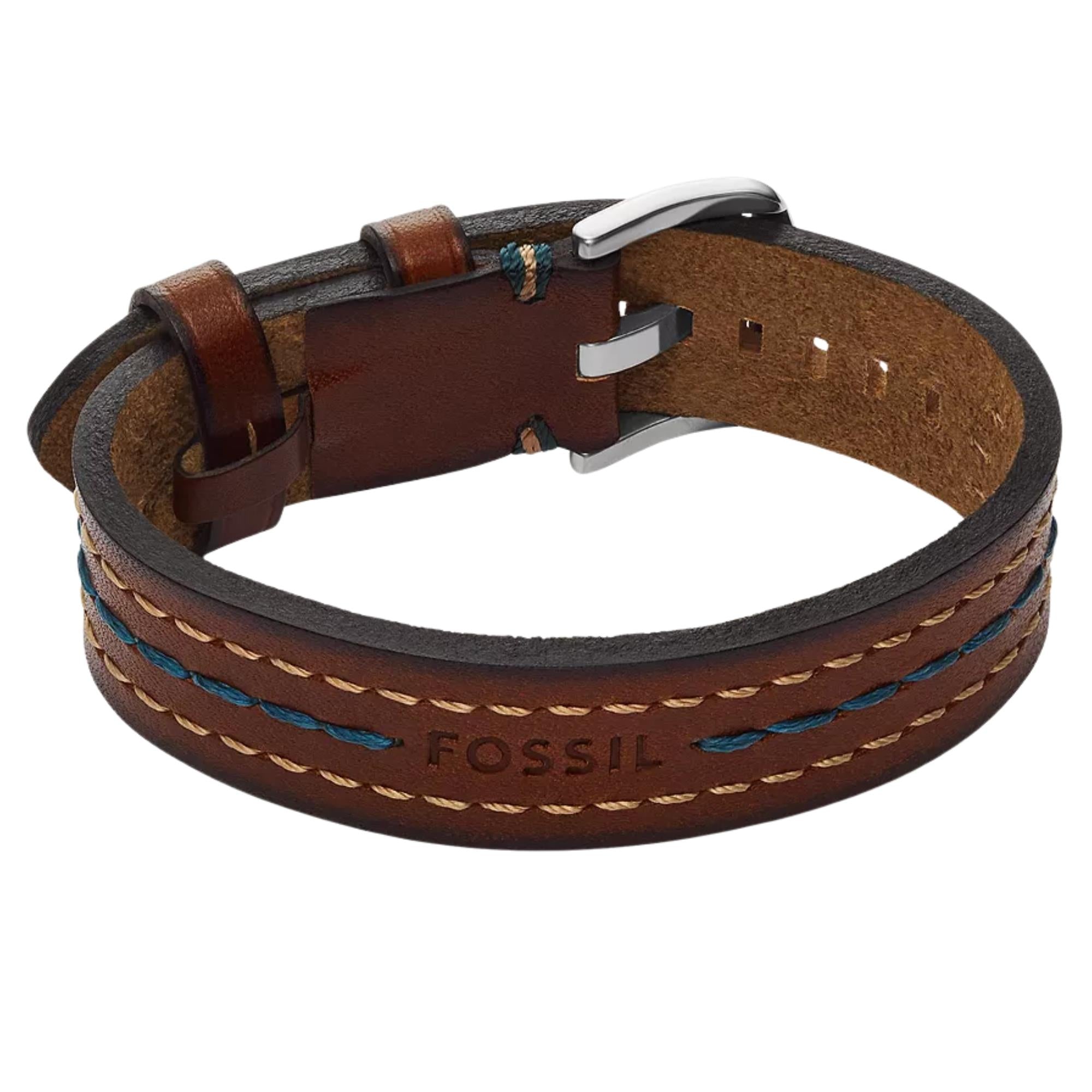 Fossil Everett Topstitch Braunes Lederarmband Herrenarmband JF04949040
