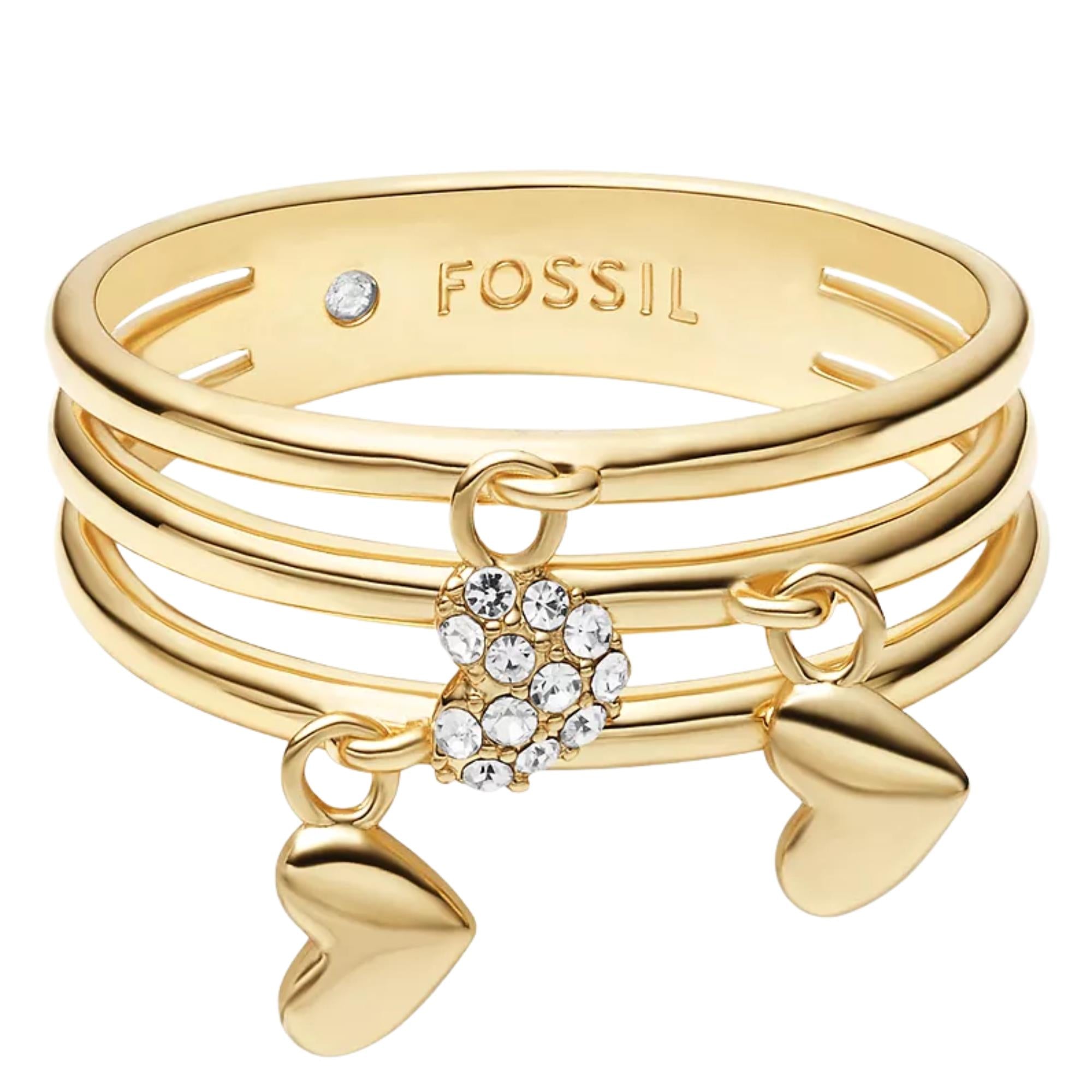 Fossil Sutton Heartbeat Goldfarbene Messing Prestack Damenring JA7304710