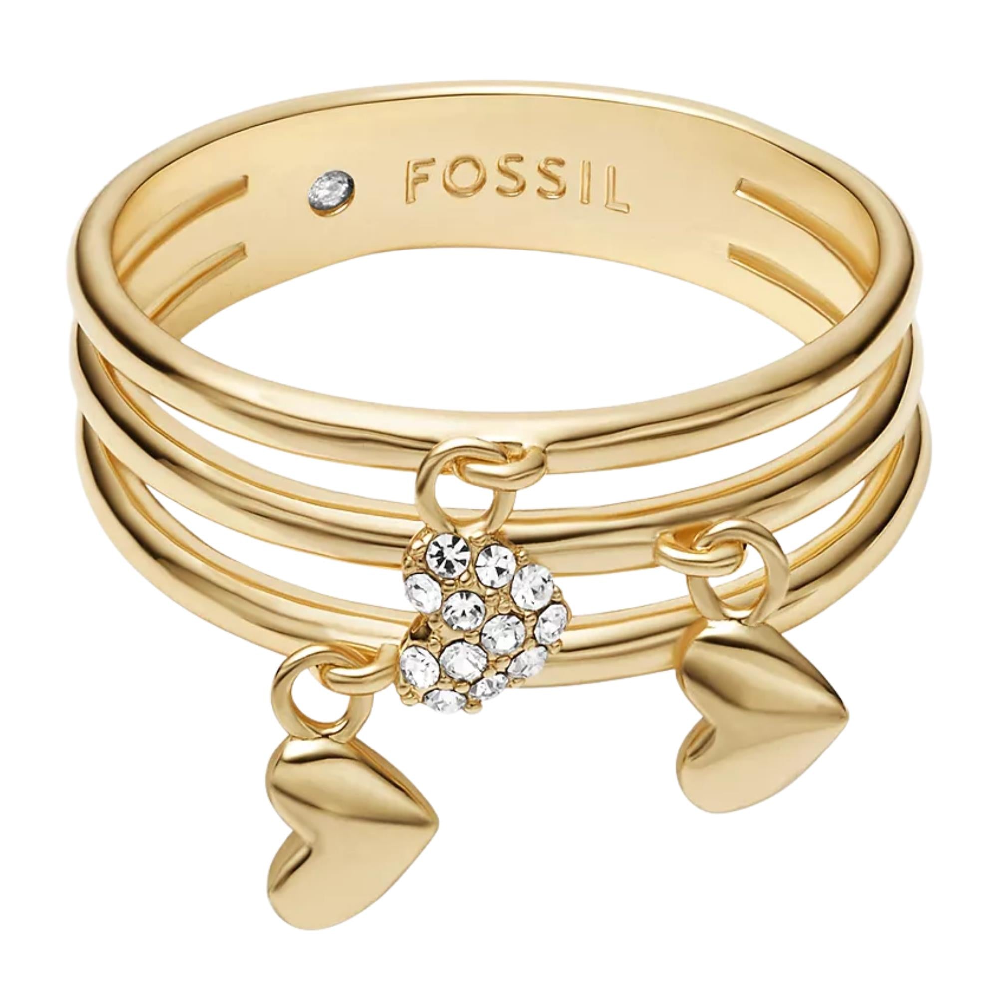 Fossil Sutton Heartbeat Goldfarbene Messing Prestack Damenring JA7304710