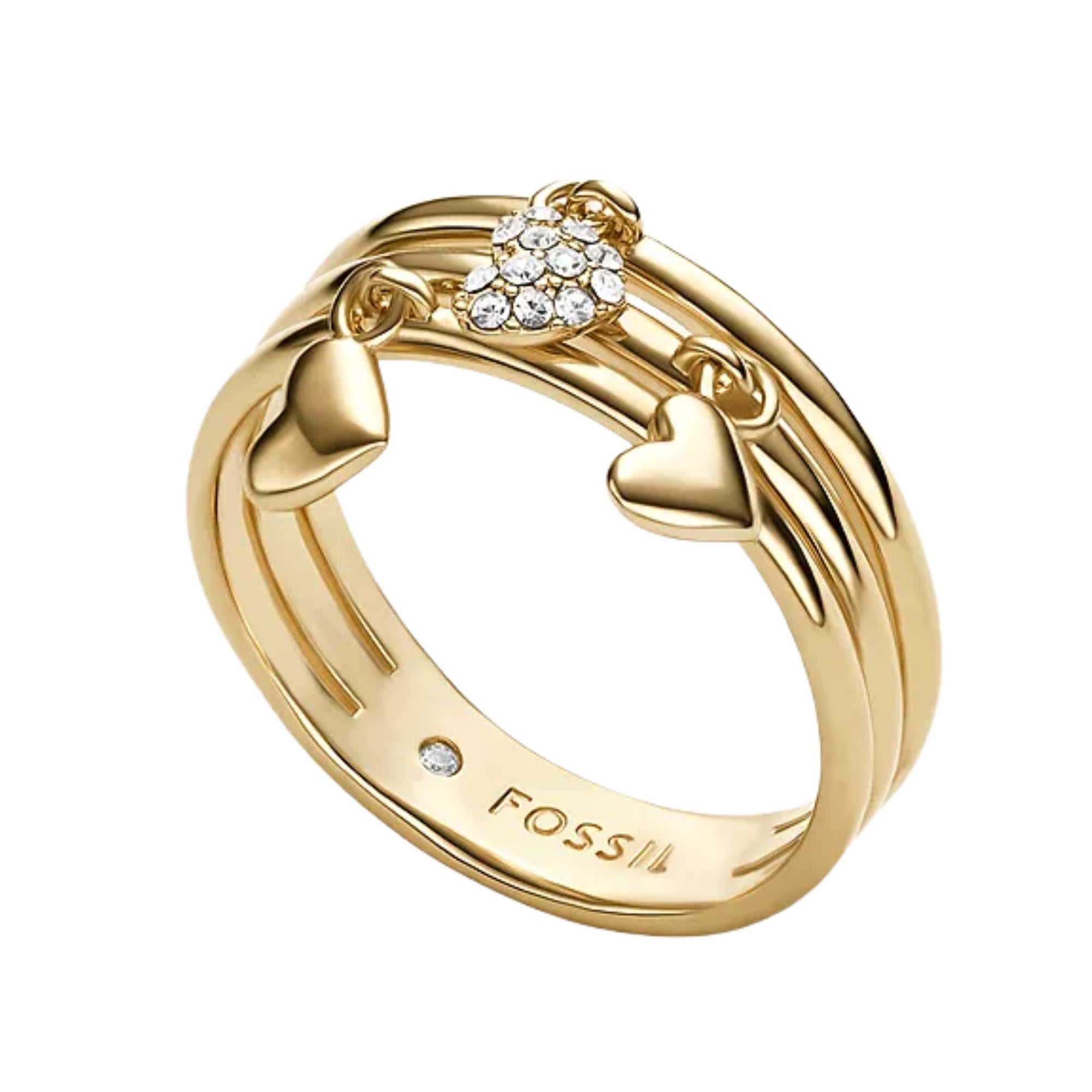Fossil Sutton Heartbeat Goldfarbene Messing Prestack Damenring JA7304710