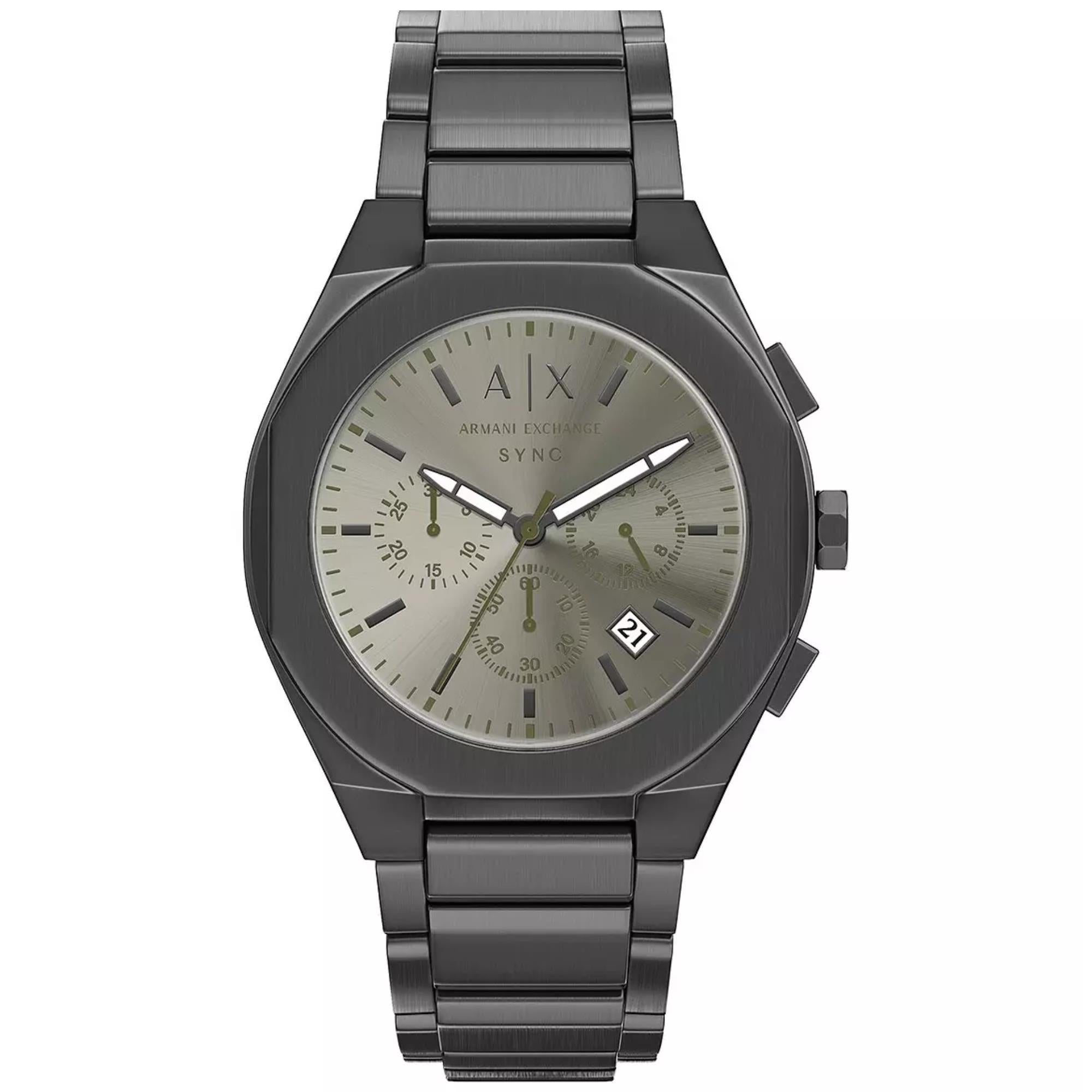 Armani Exchange Sync 42mm Chronograph Grey Dial Steel Mens Quartz Watch AX4296