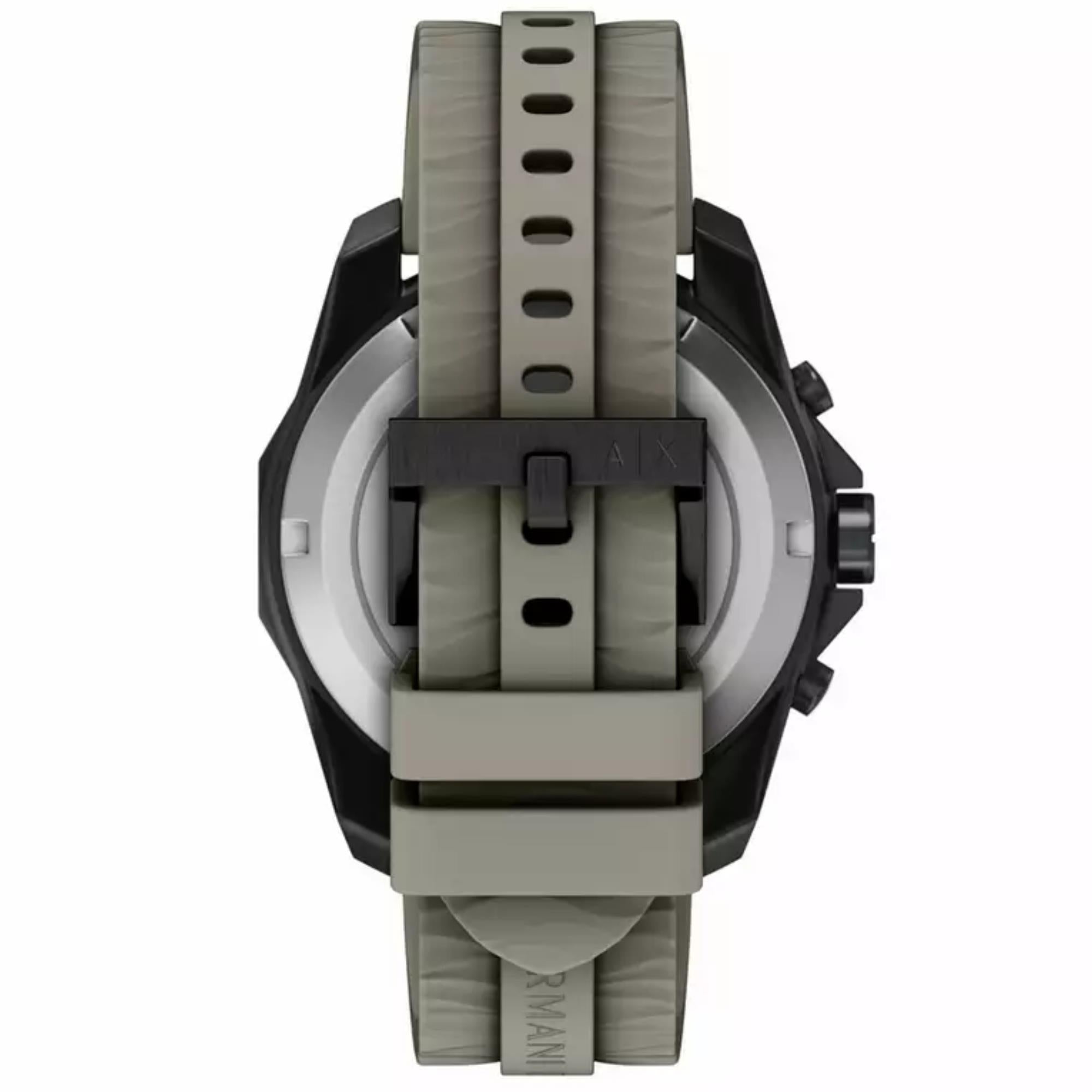 Armani Exchange Spencer 44mm Chronograph Grey Dial Silicone Mens Quartz Watch AX1971
