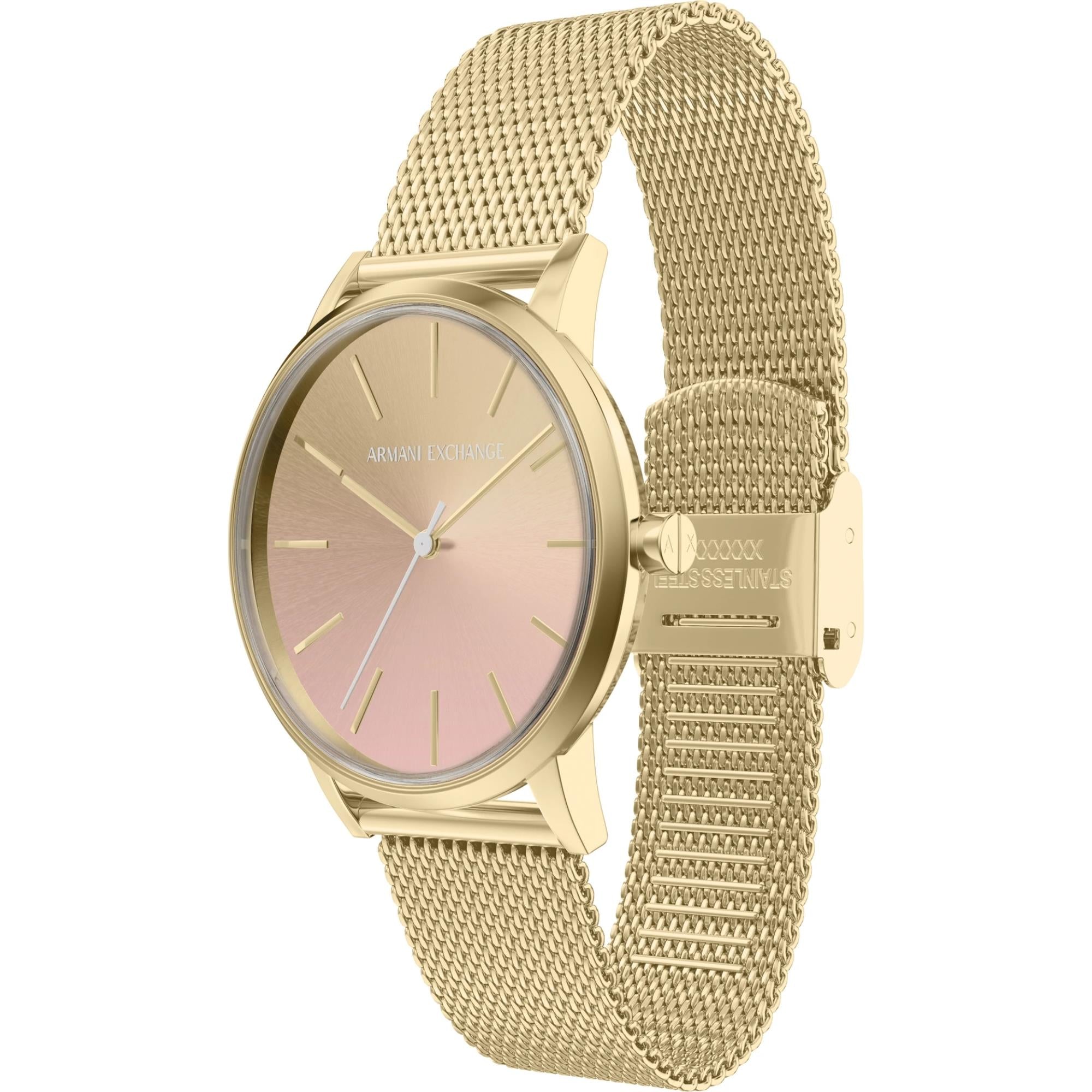 Armani Exchange Lola 36mm Pink Dial Steel Ladies Quartz Watch AX5619