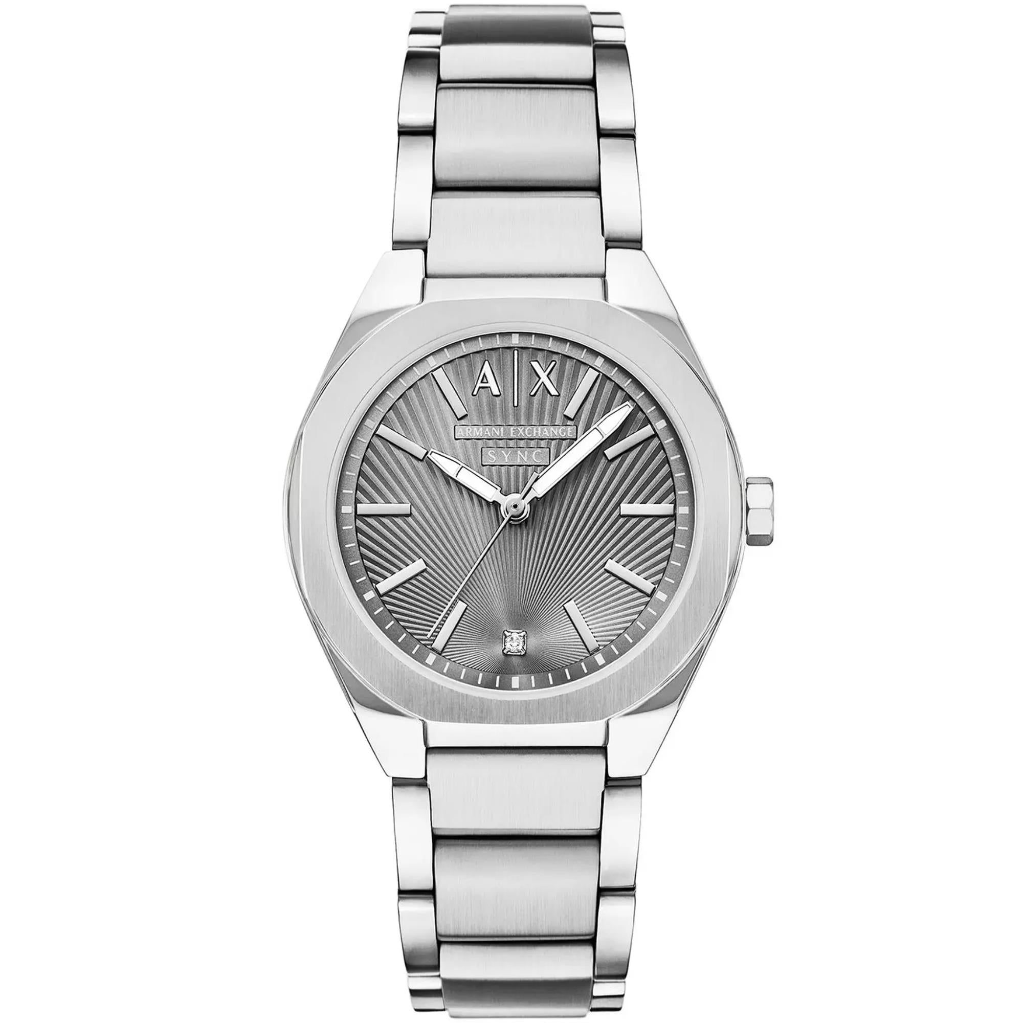 Armani Echange Sync 36mm Grey Dial Steel Ladies Quartz Watch AX6030