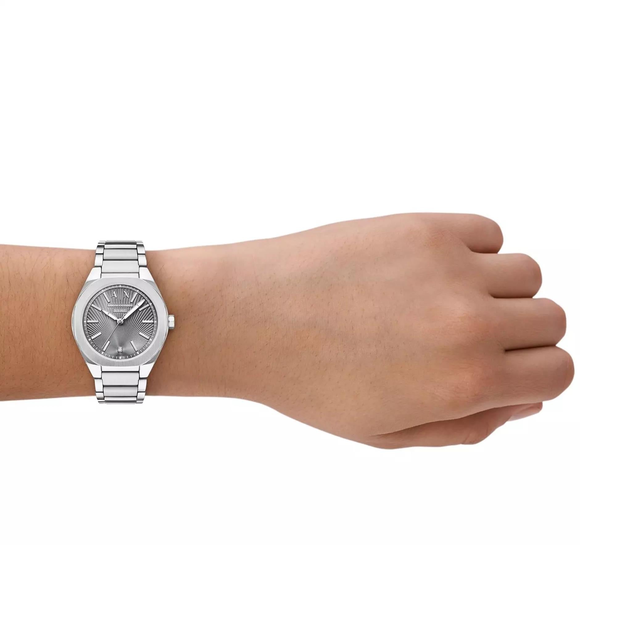 Armani Echange Sync 36mm Grey Dial Steel Ladies Quartz Watch AX6030