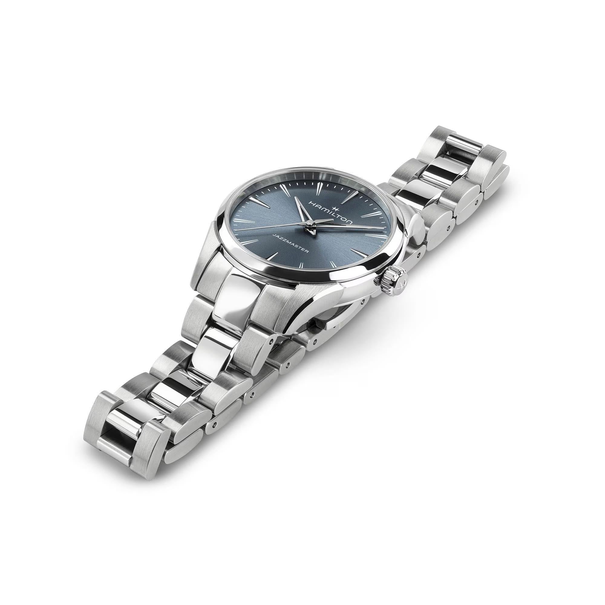Hamilton Jazzmaster 32mm H32301141 watch with a blue dial and stainless steel bracelet