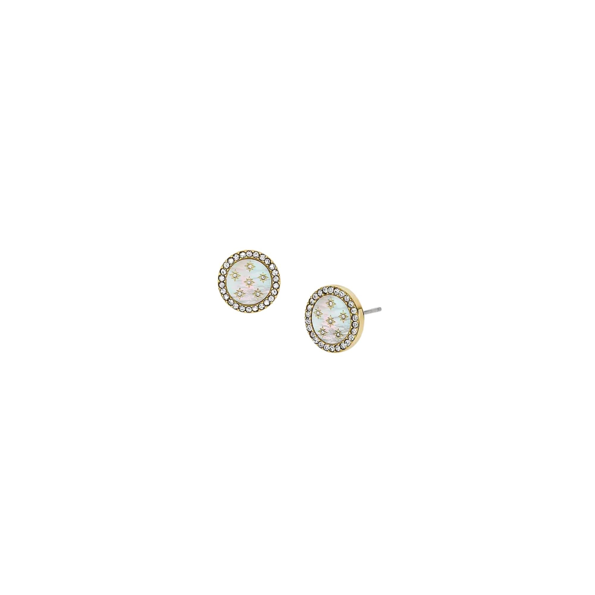 Fossil Merrit Classic Perlmutt Goldfarbene Edelstahl Stud Damenohrringe JF04868710