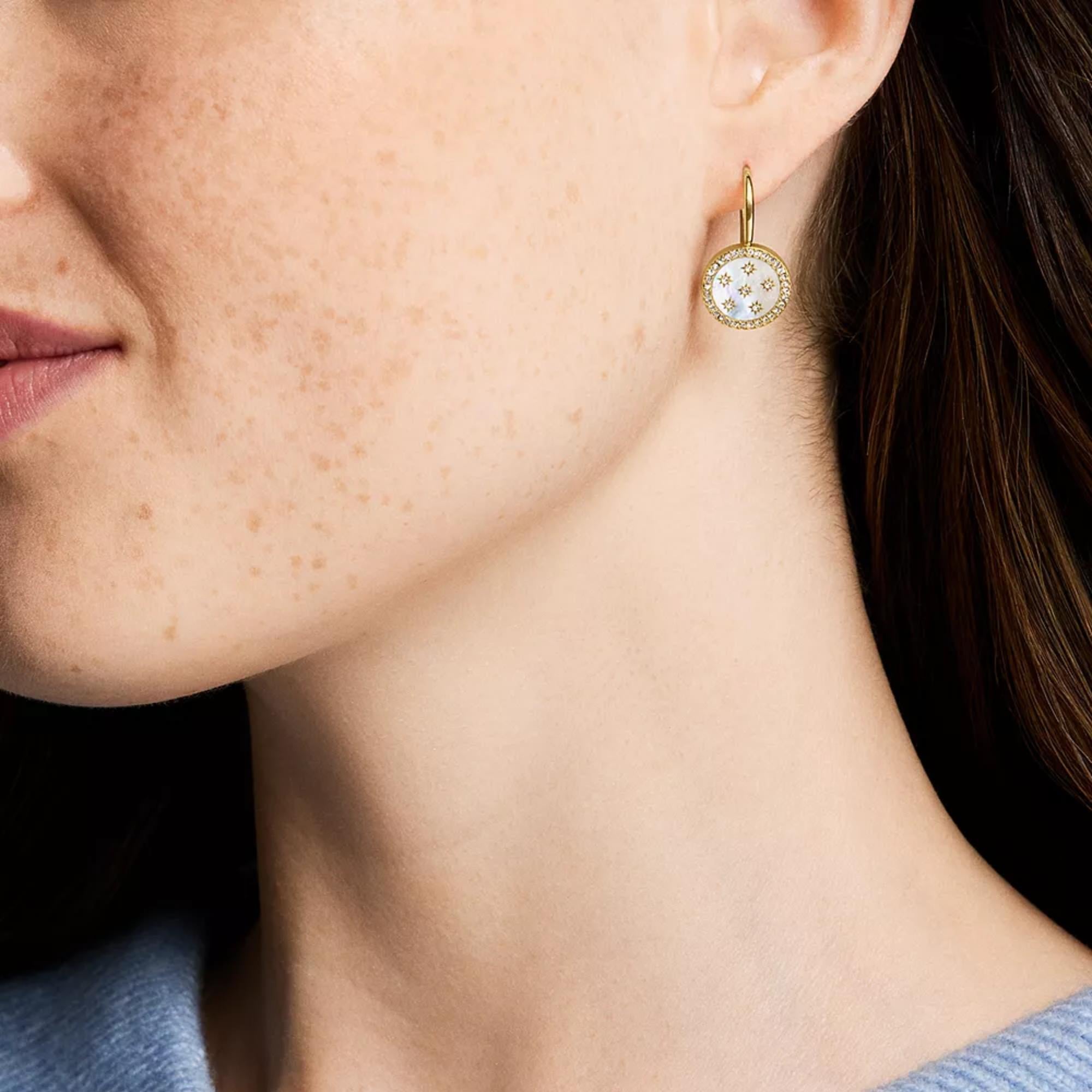 Fossil Merrit Classic Mother-of-Pearl Gold-Tone Stainless Steel Drop Women's Earrings JF04867710
