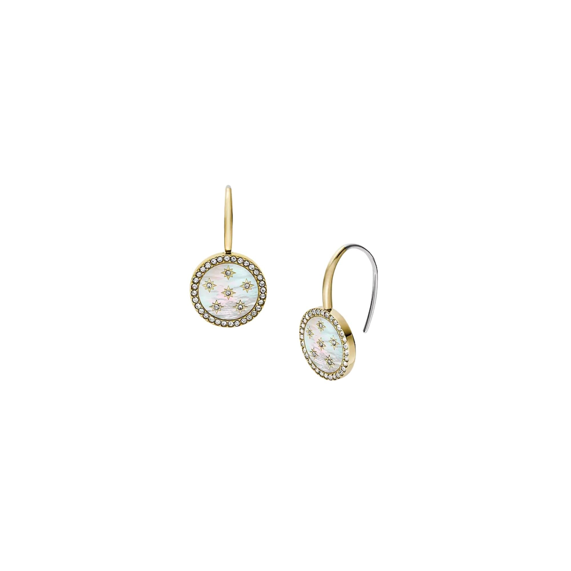 Fossil Merrit Classic Perlmutt Goldfarbene Edelstahl Tropfen Damenohrringe JF04867710