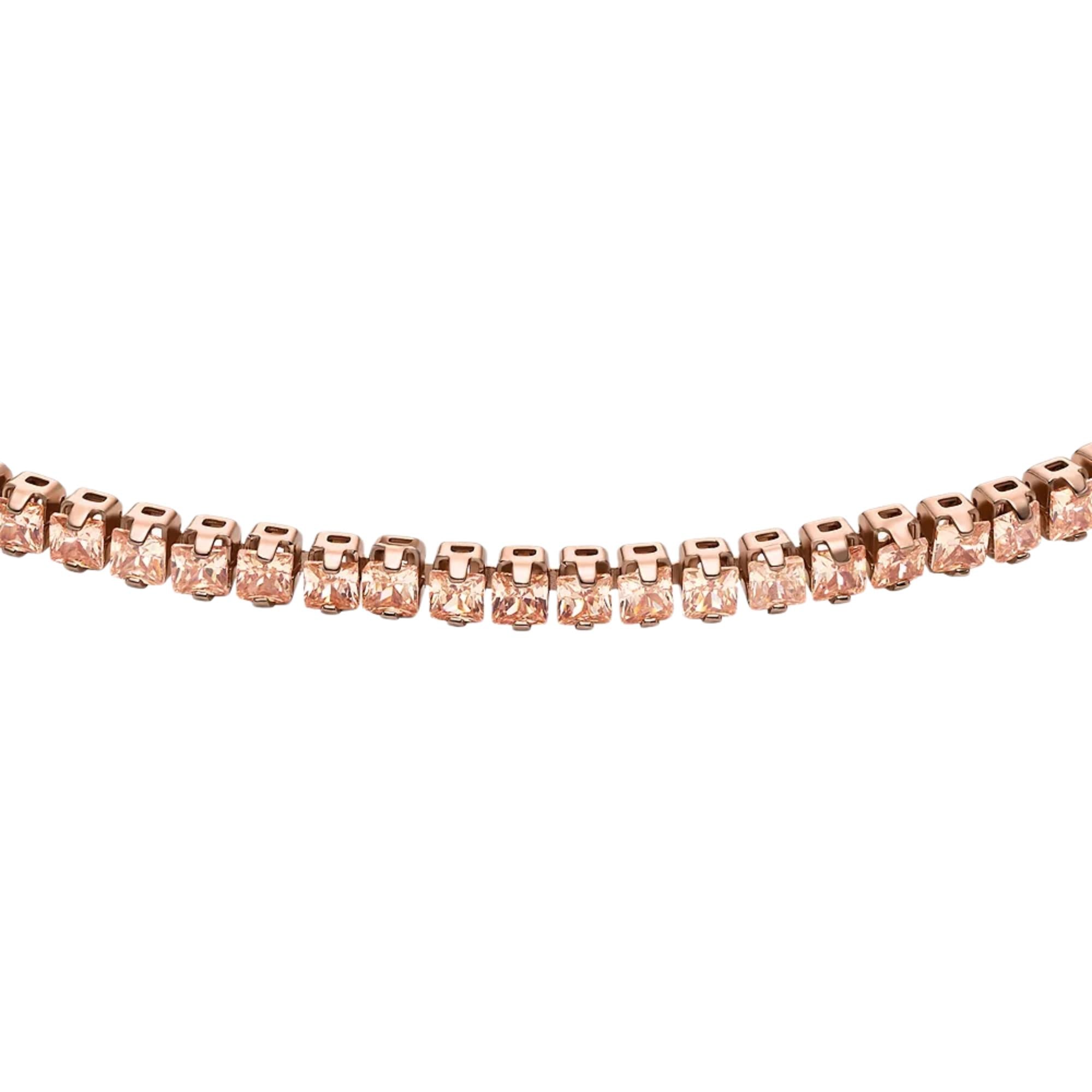 Fossil Ellis Pavé Glitz Rose Gold-Tone Brass Tennis Chain Women's Bracelet JA7294791