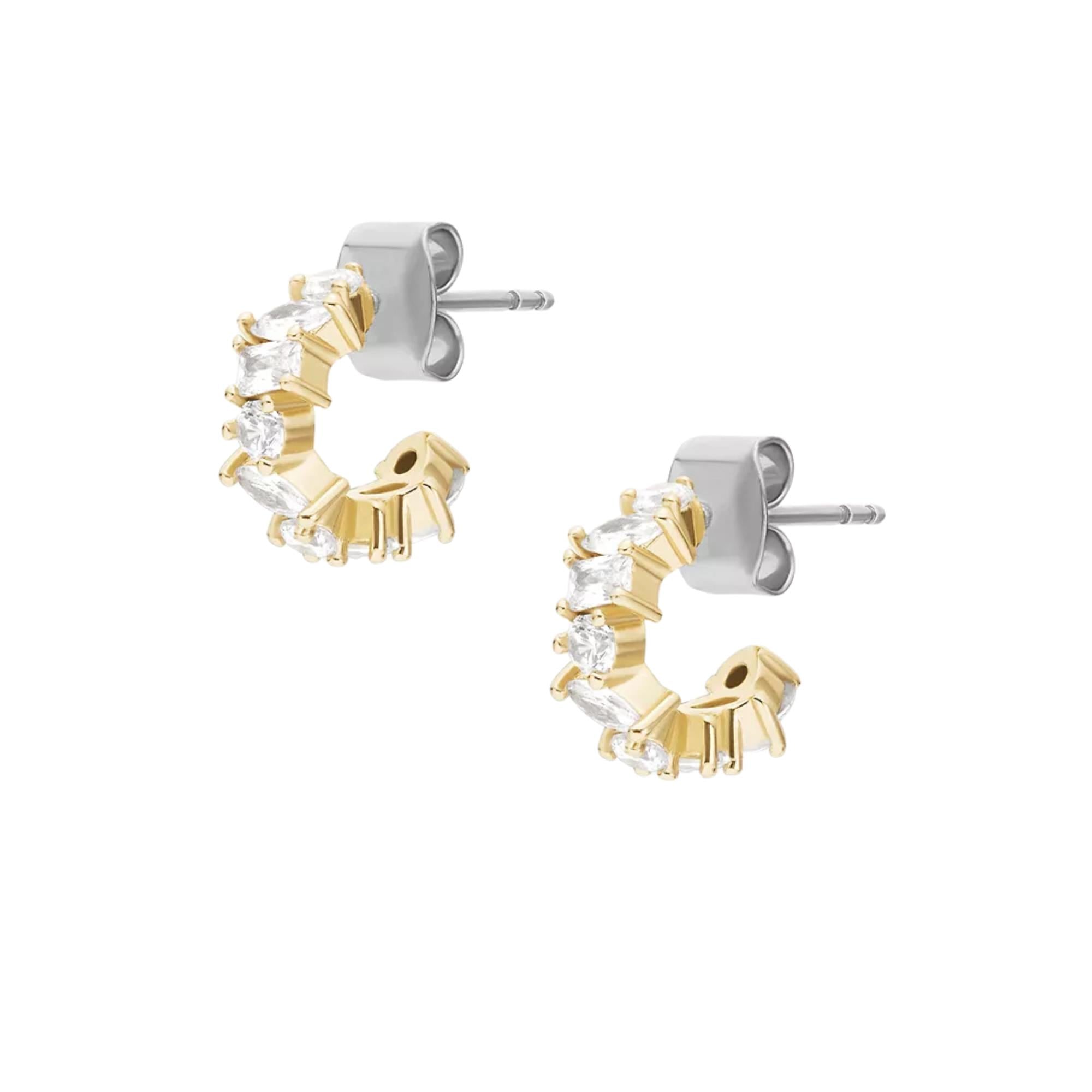Fossil Ellis Mixed Shapes Gold-Tone Brass Hoop Women's Earrings JA7297710