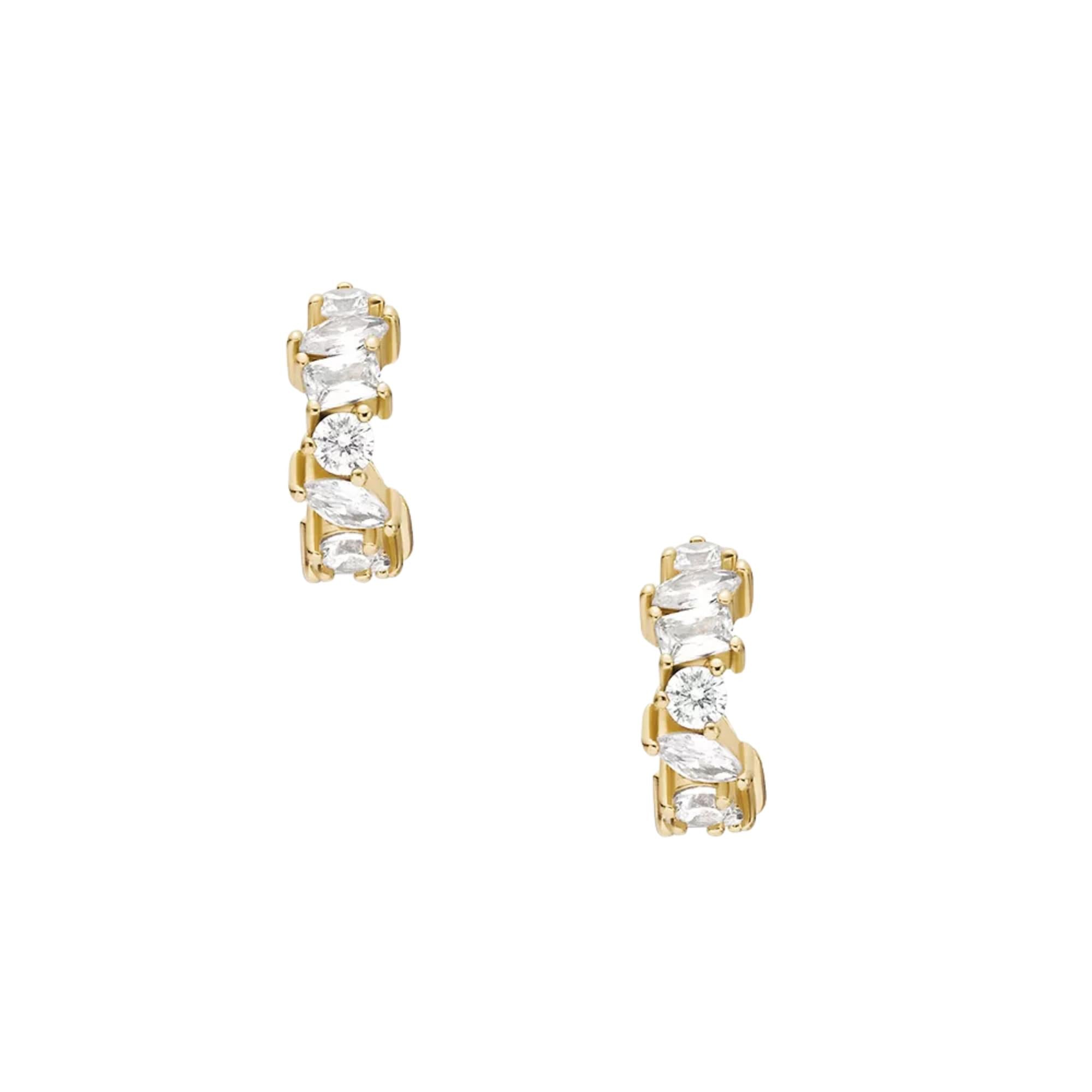 Fossil Ellis Mixed Shapes Gold-Tone Brass Hoop Women's Earrings JA7297710