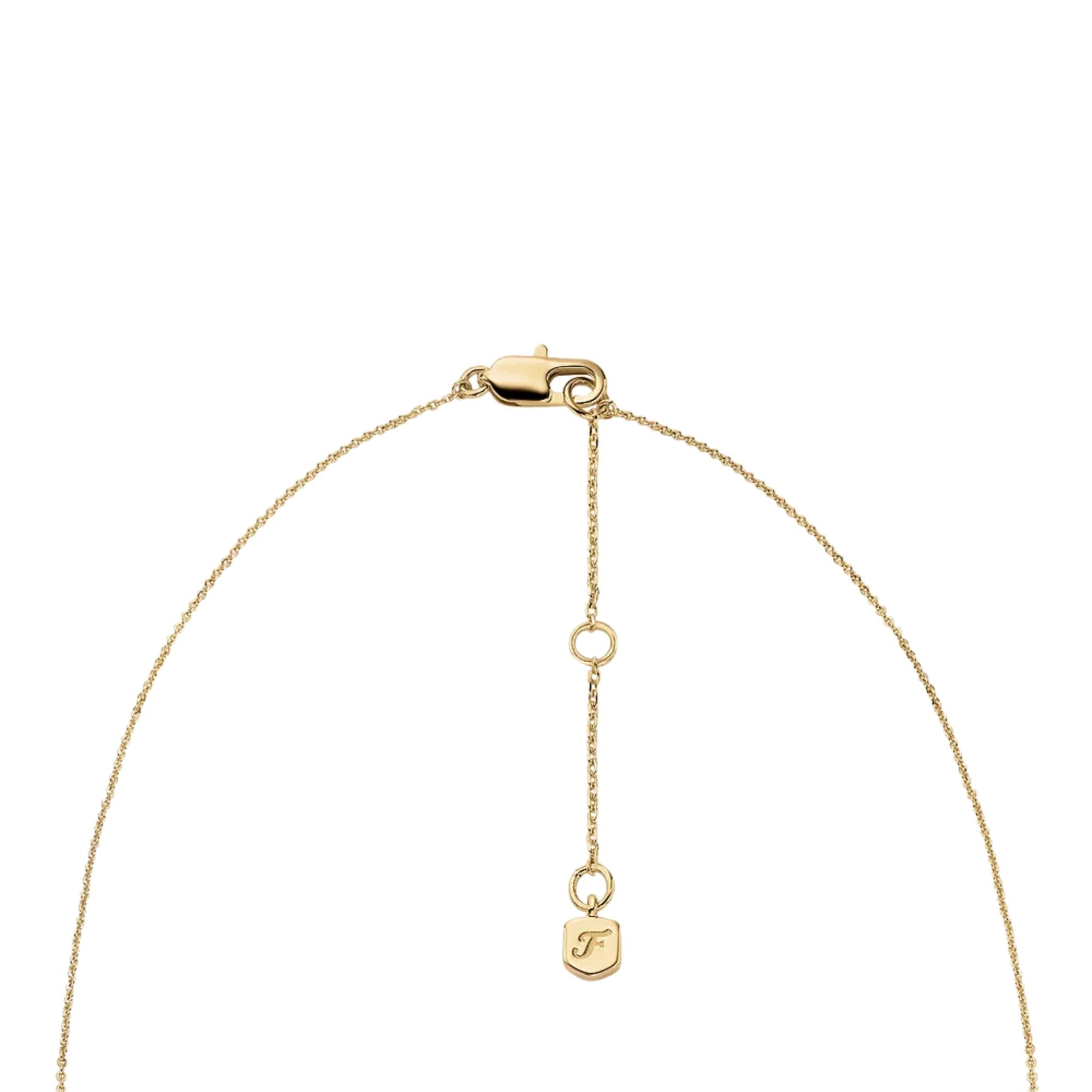 Fossil Sutton Love-All Goldfarbene Messing Herz Glieder Tennis Damen Halskette JA7302710